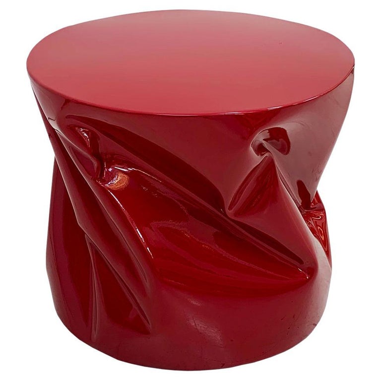 Contemporary Red Lacquered Metal Side Table at 1stDibs