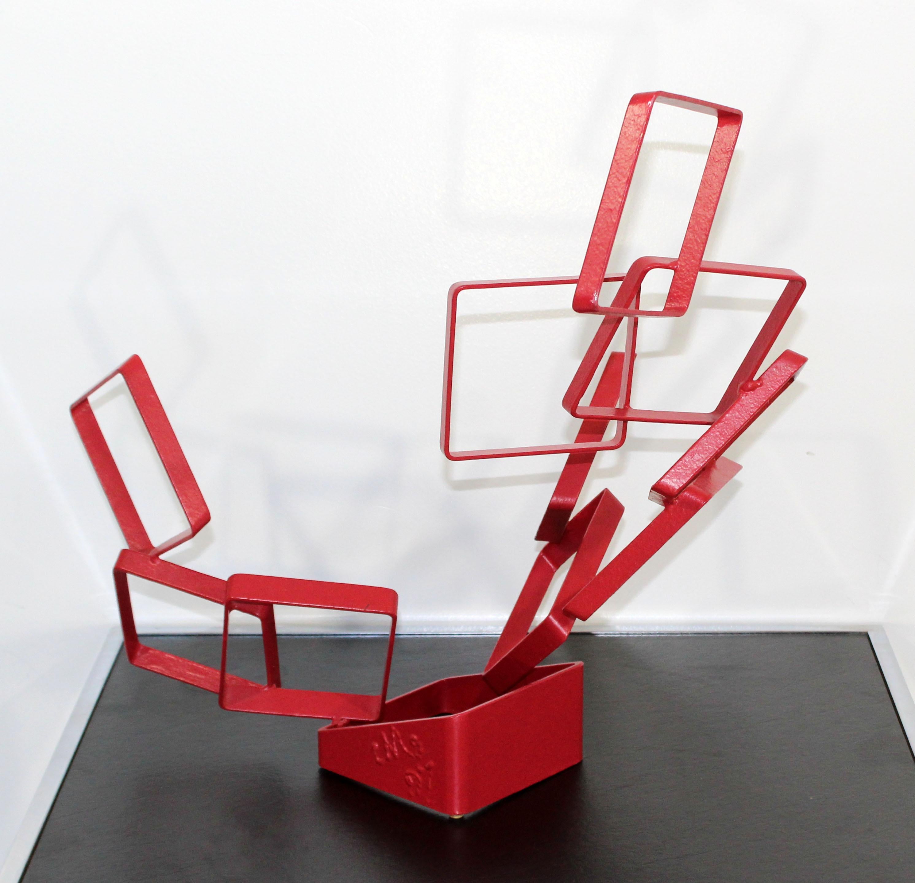 Contemporary Red Metal Abstract Table Sculpture Signed Cynthia McKean, 1990s 6