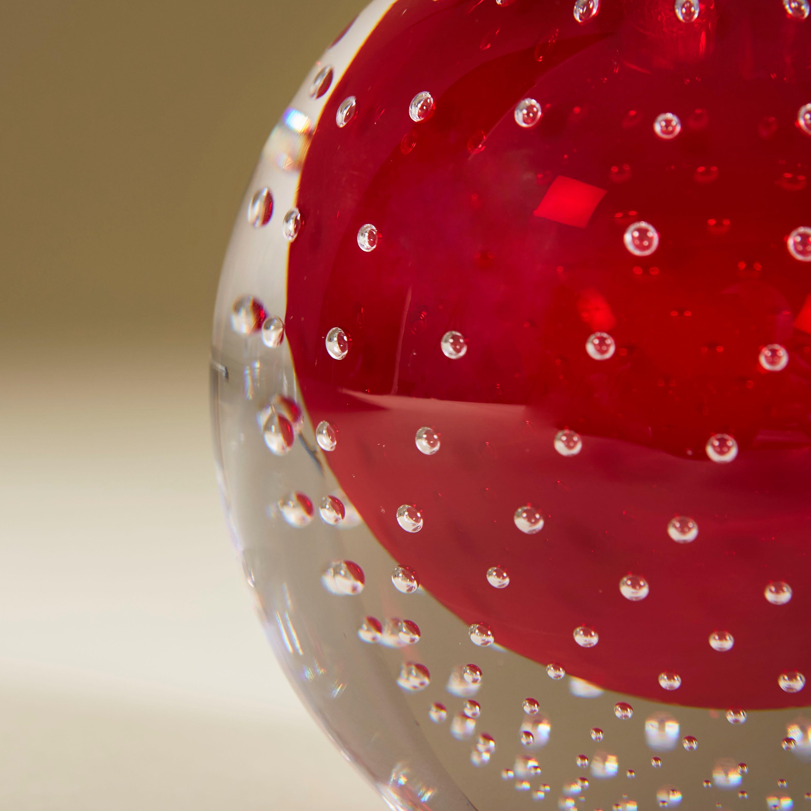 Italian Contemporary Red Murano Bullicante Ball Perfume Bottle