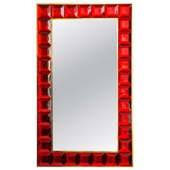 Contemporary Red Murano Glass Mirrors, In Stock