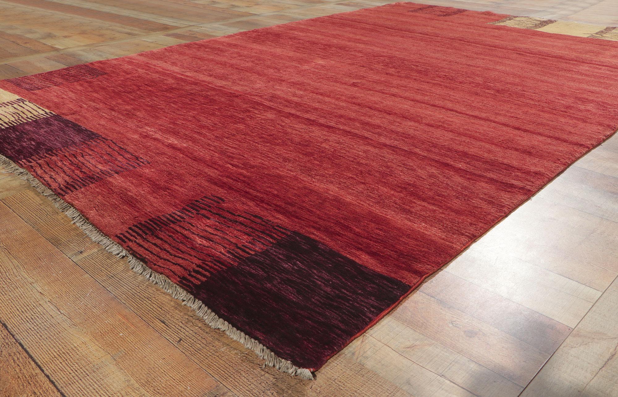 Contemporary Red Pakistani Rug, Avant-Garde Meets Tantalizing Texture For Sale 1