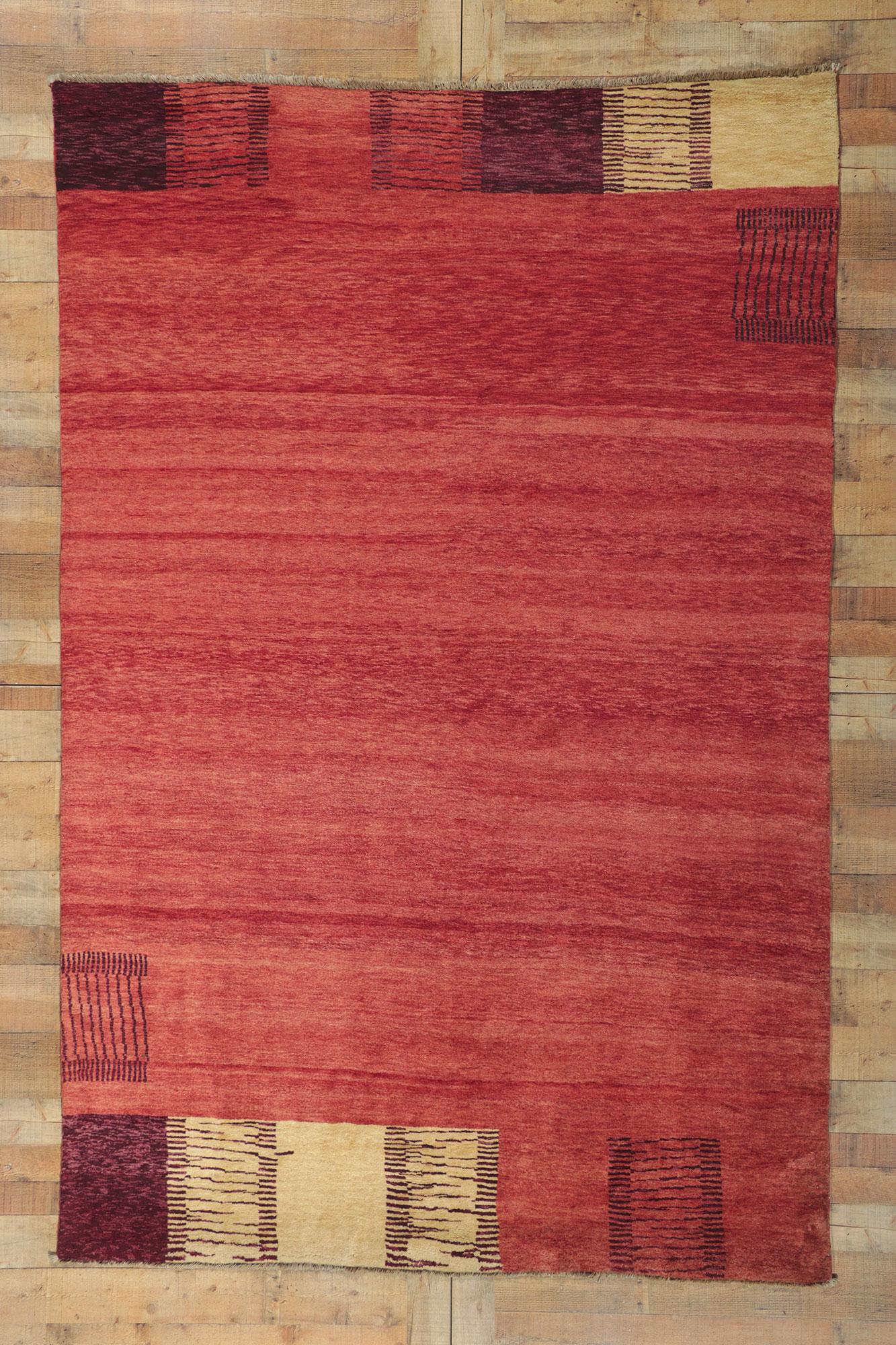 Contemporary Red Pakistani Rug, Avant-Garde Meets Tantalizing Texture For Sale 2