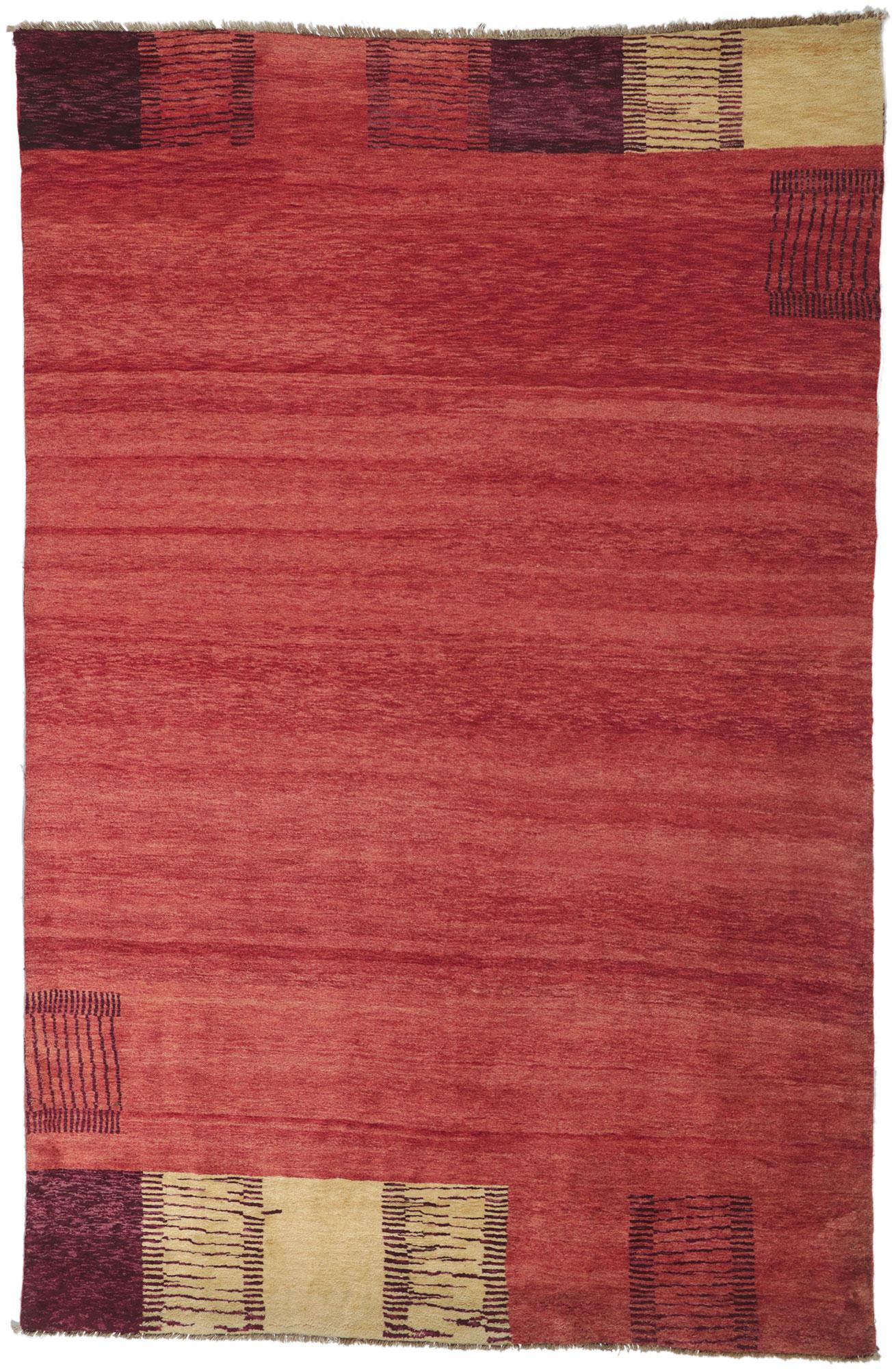 Contemporary Red Pakistani Rug, Avant-Garde Meets Tantalizing Texture For Sale 3