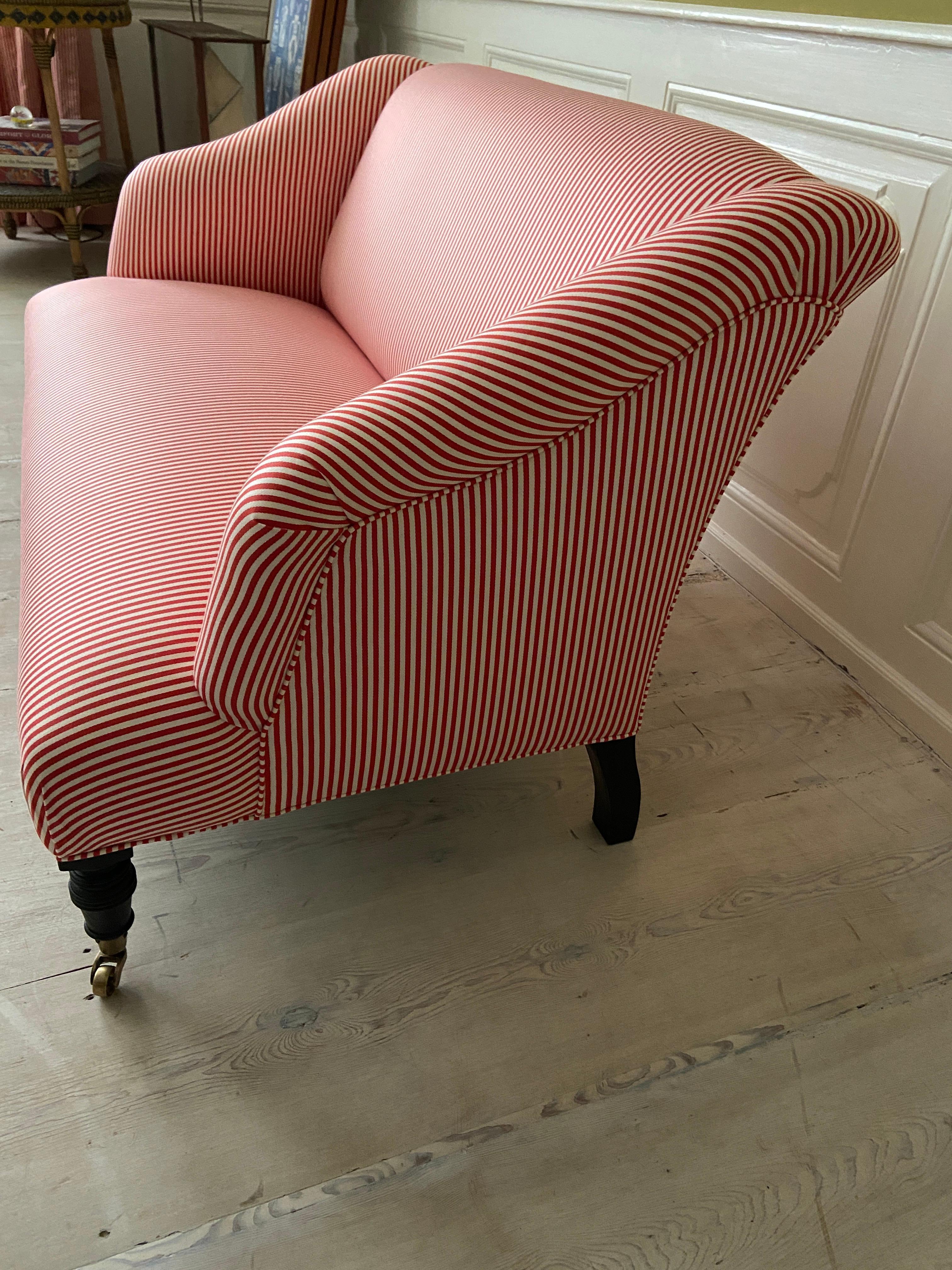 red and white striped couch