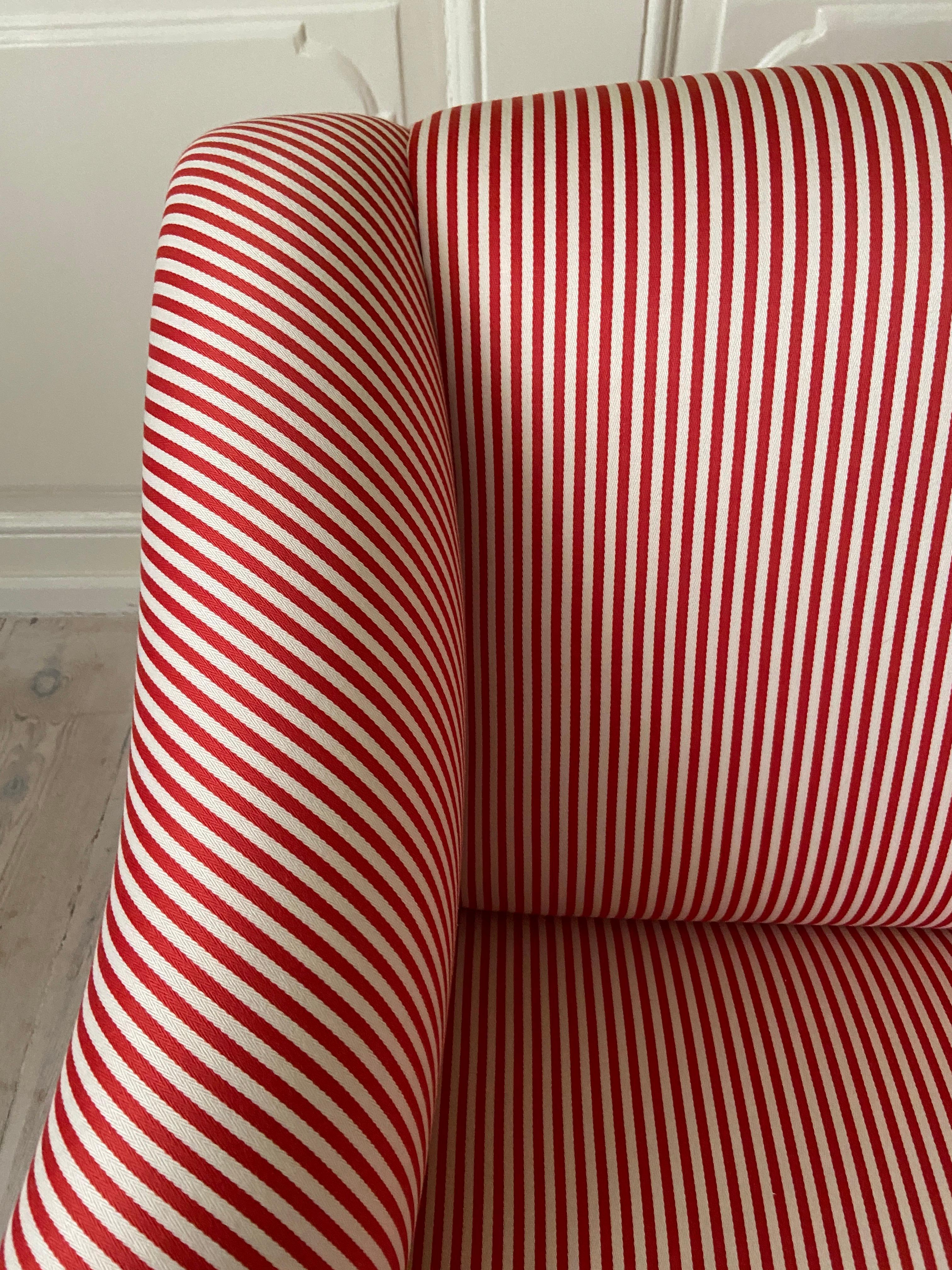 red and white striped sofa