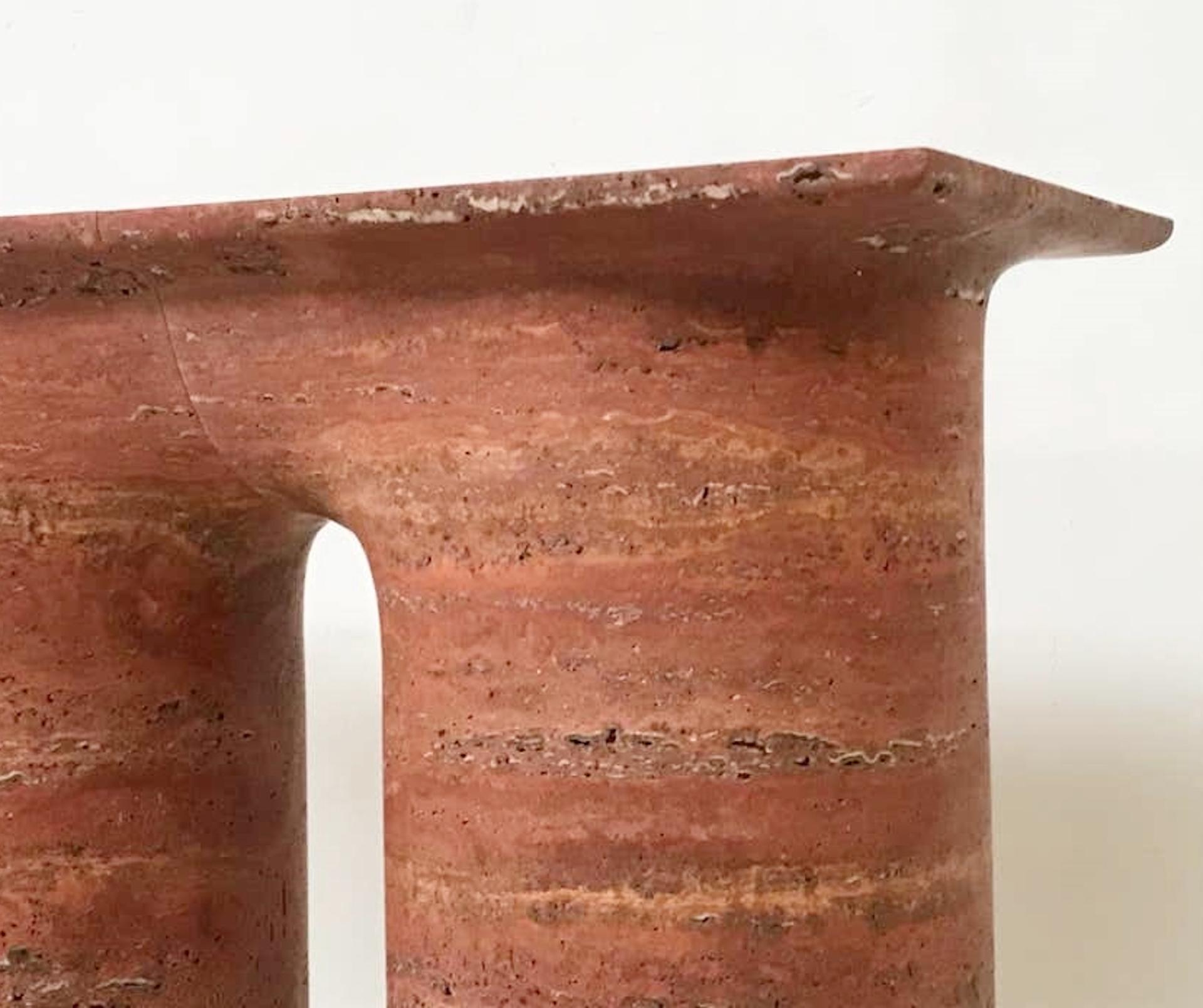 Contemporary Red Travertine Console, Italy In Good Condition In Brussels, BE