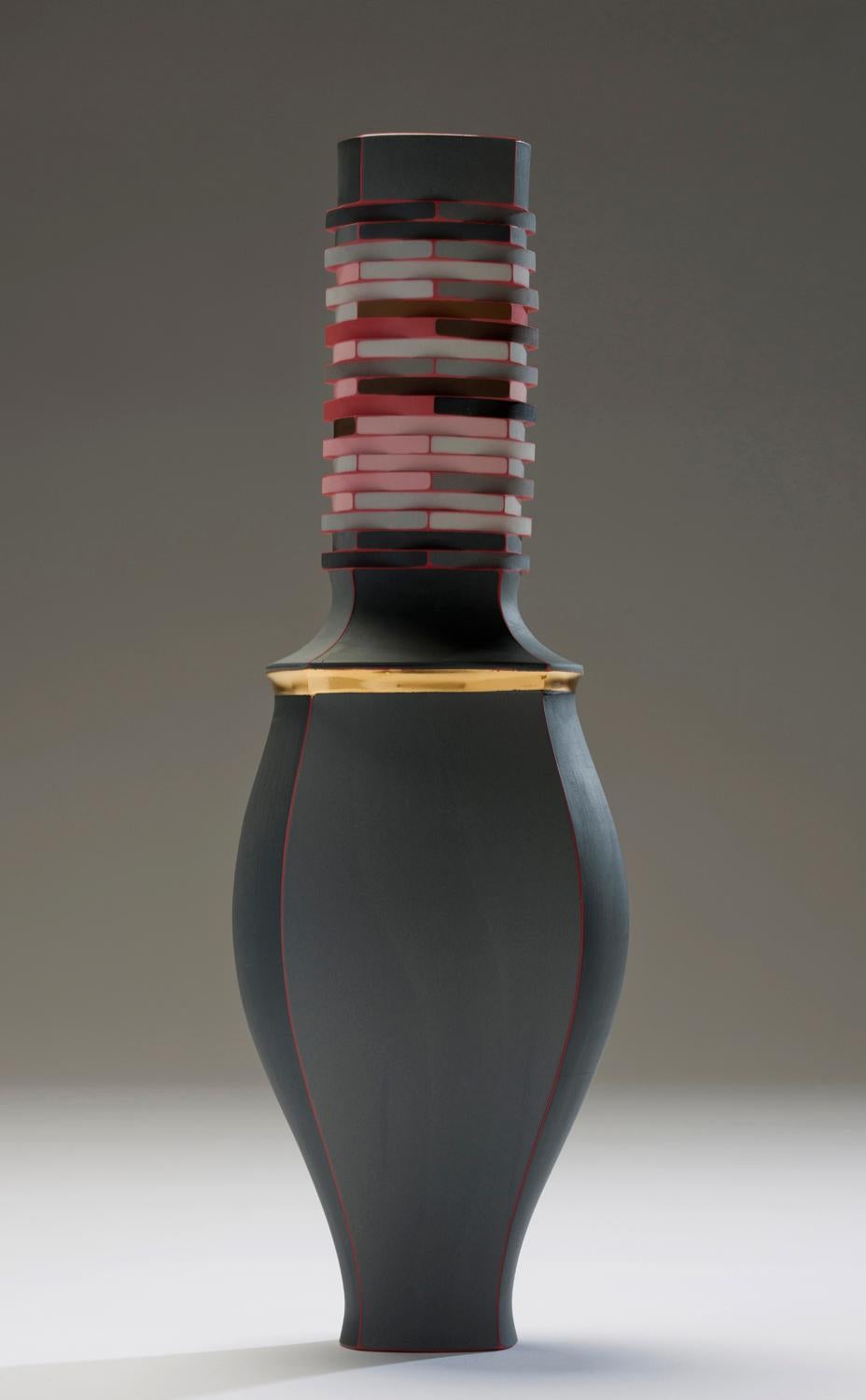 Red Vase Vessel in Colored Porcelain by Peter Pincus In New Condition In Philadelphia, PA