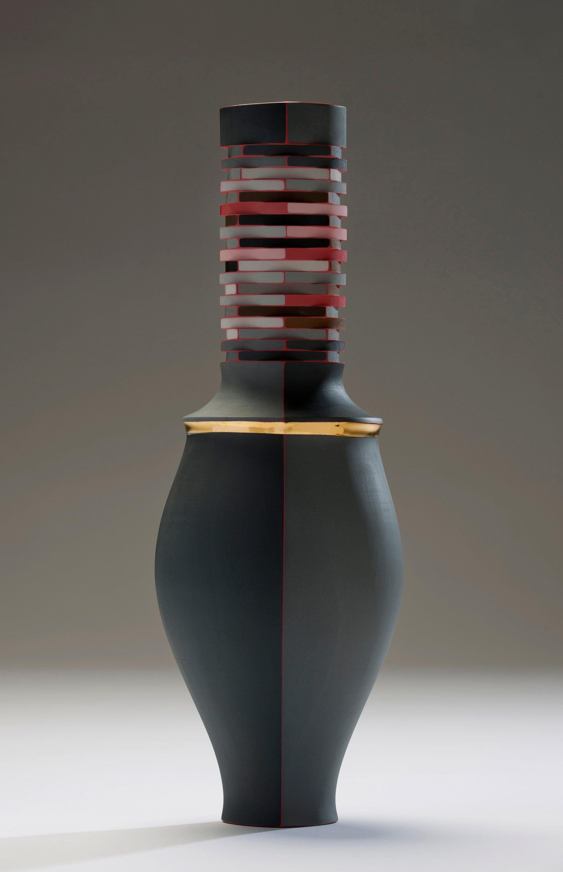 Red Vase Vessel in Colored Porcelain by Peter Pincus 1