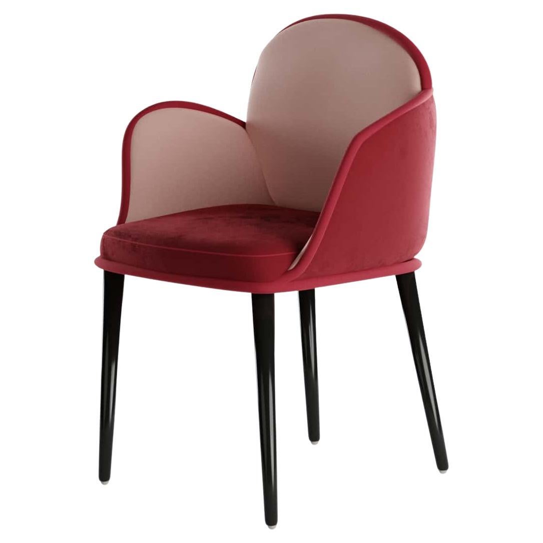 Contemporary Red Velvet Dining Chair with Black Legs