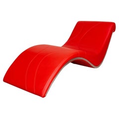 Contemporary Red Vinyl Covered Chaise Longue