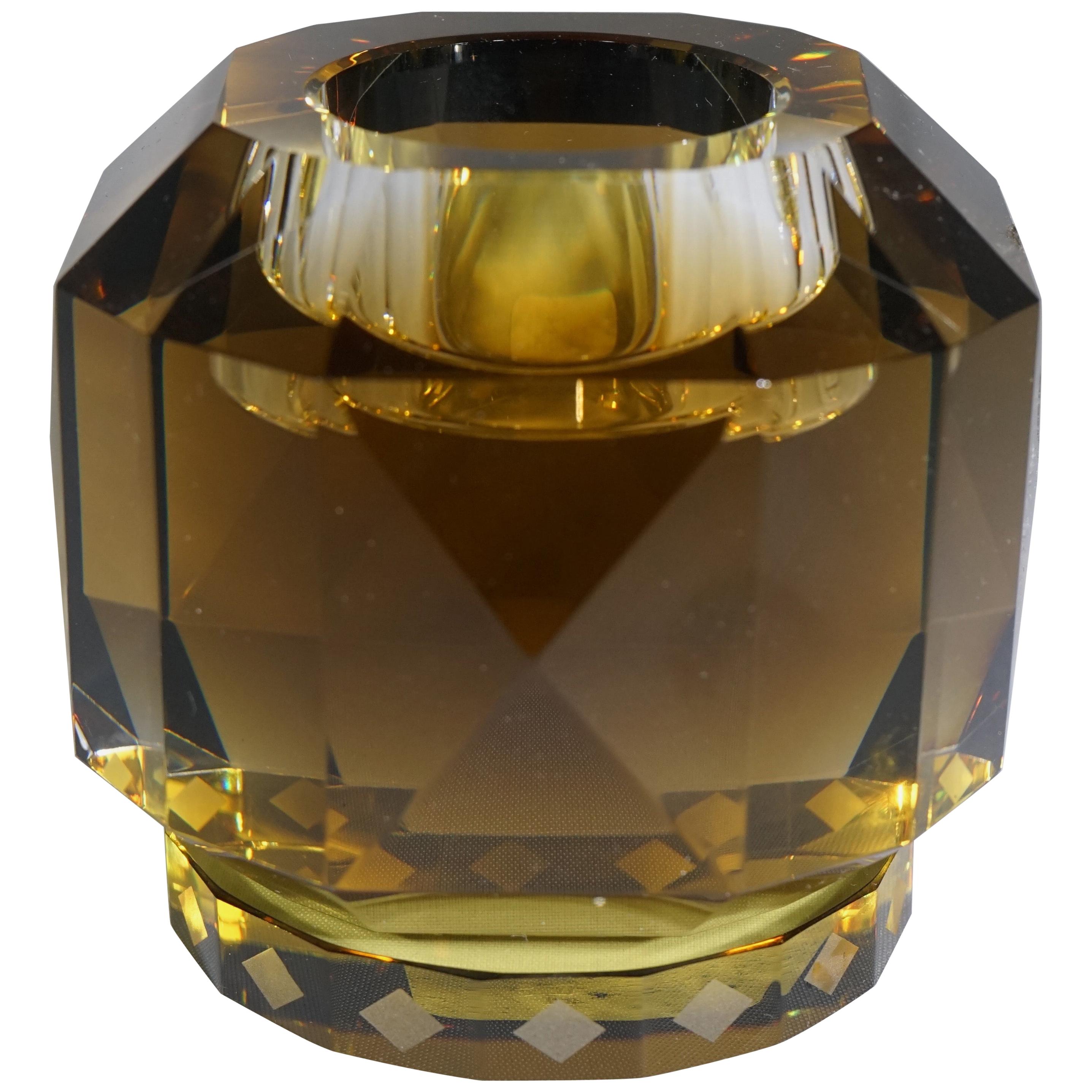Contemporary Reflections Copenhagen Texas Brown and Yellow Crystal T-Light