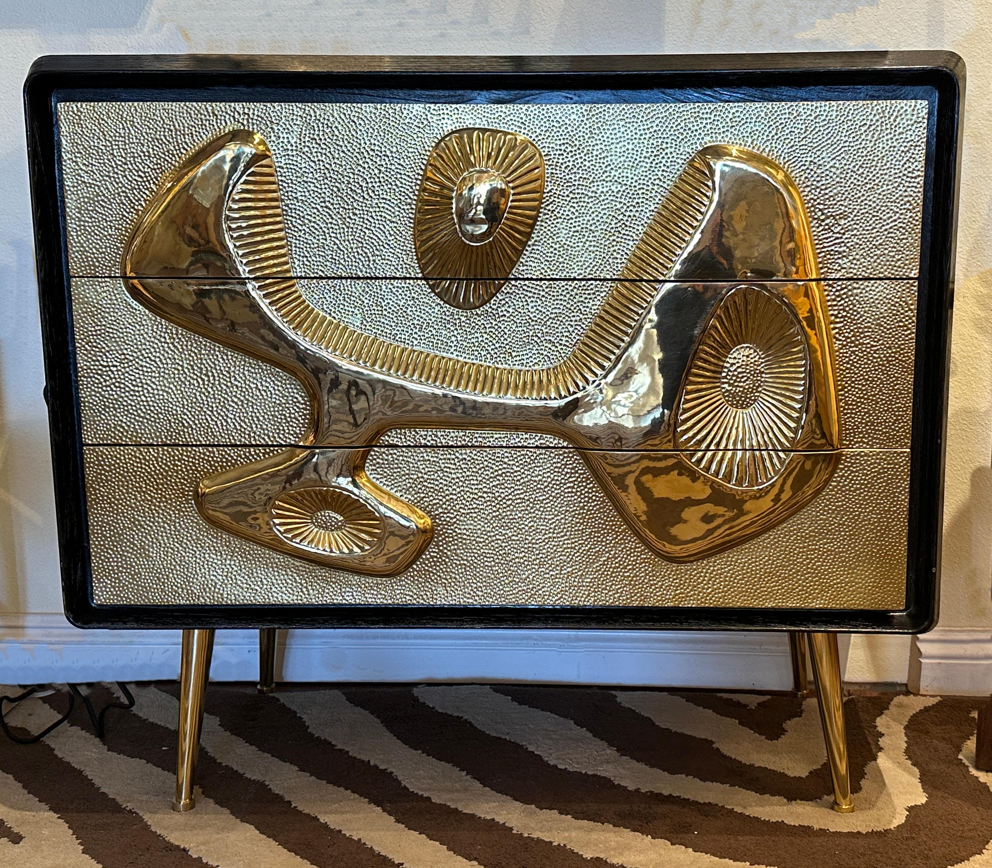 Contemporary Reform Black and Gold Chest of Drawers by Jonathan Adler In Excellent Condition For Sale In Pasadena, CA