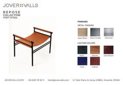 Pouf ottomano Repose contemporaneo in acciaio nero fumé e pelle naturale