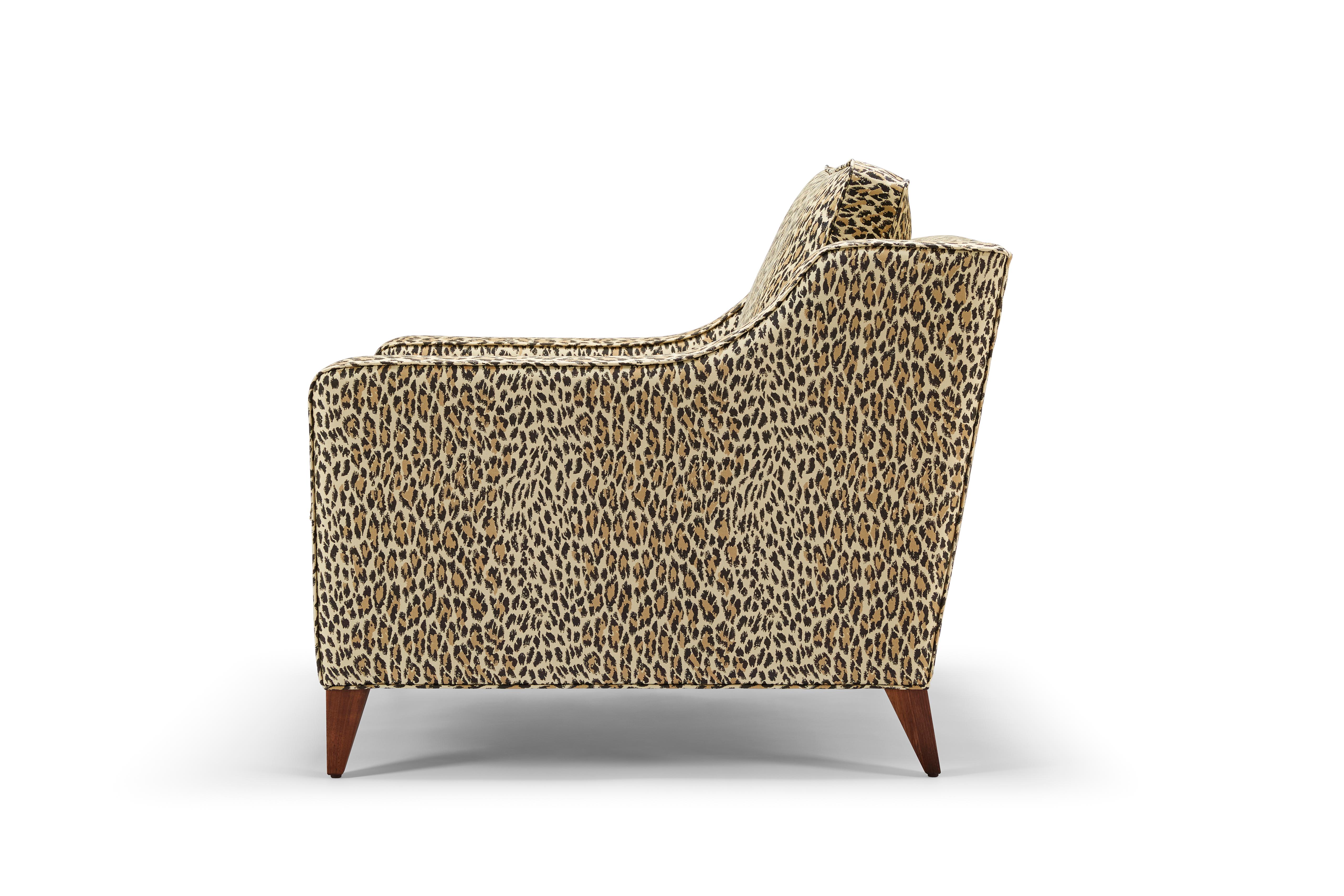 English Contemporary Reposer Arm Chair in House of Hackney Jacquard and walnut legs For Sale
