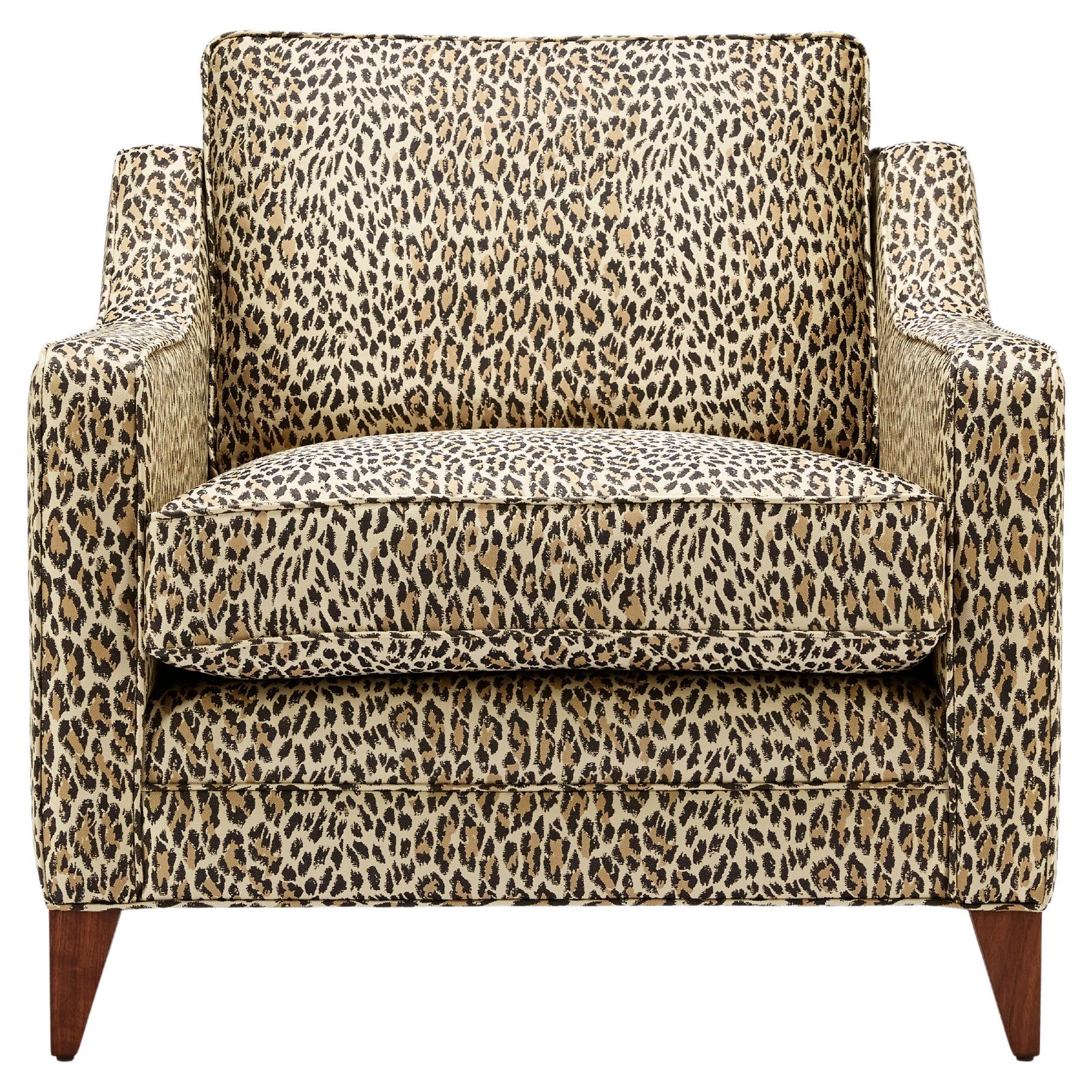 Contemporary Reposer Arm Chair in House of Hackney Jacquard and walnut legs For Sale