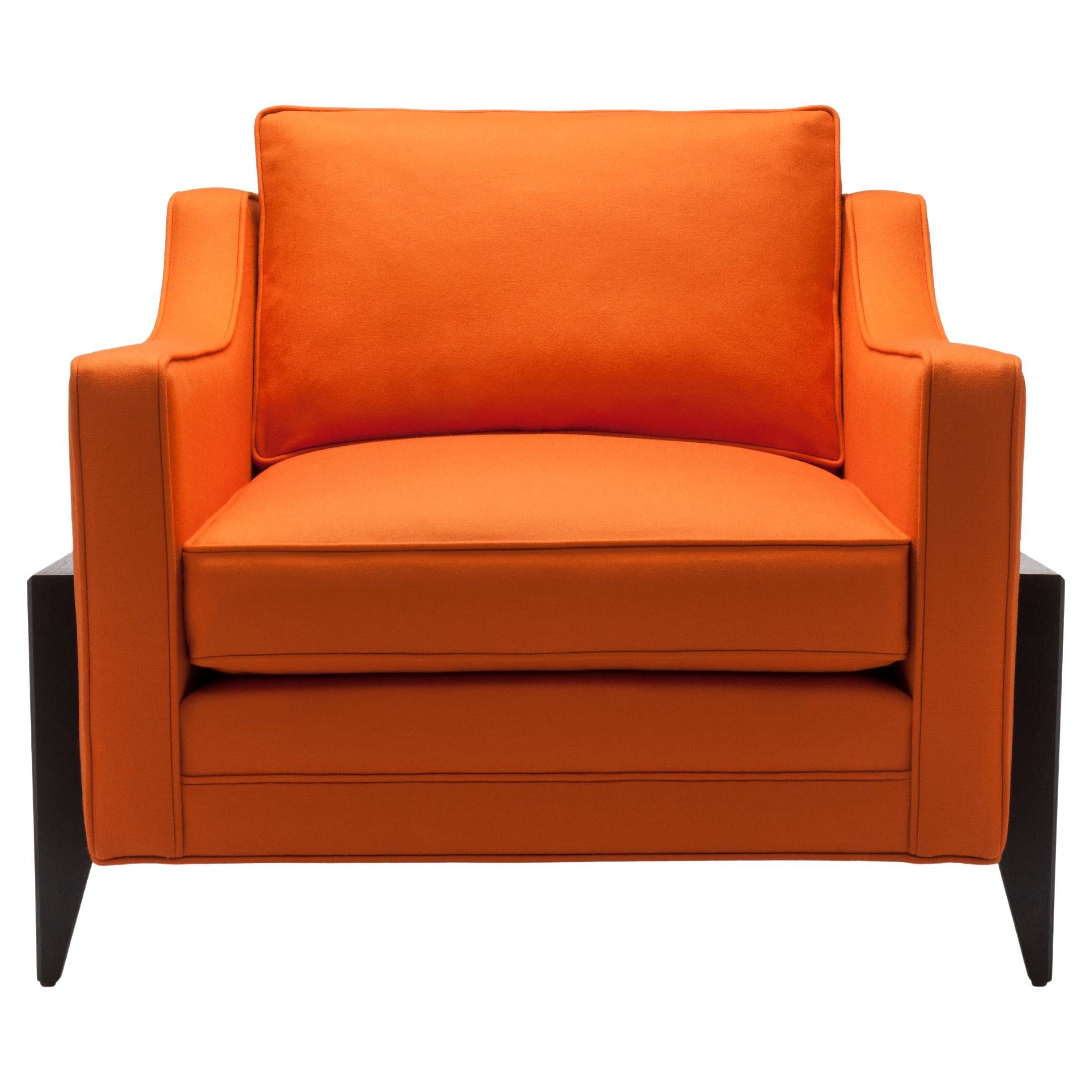Contemporary Reposer Special Edition armchair in British Wool and Walnut Legs