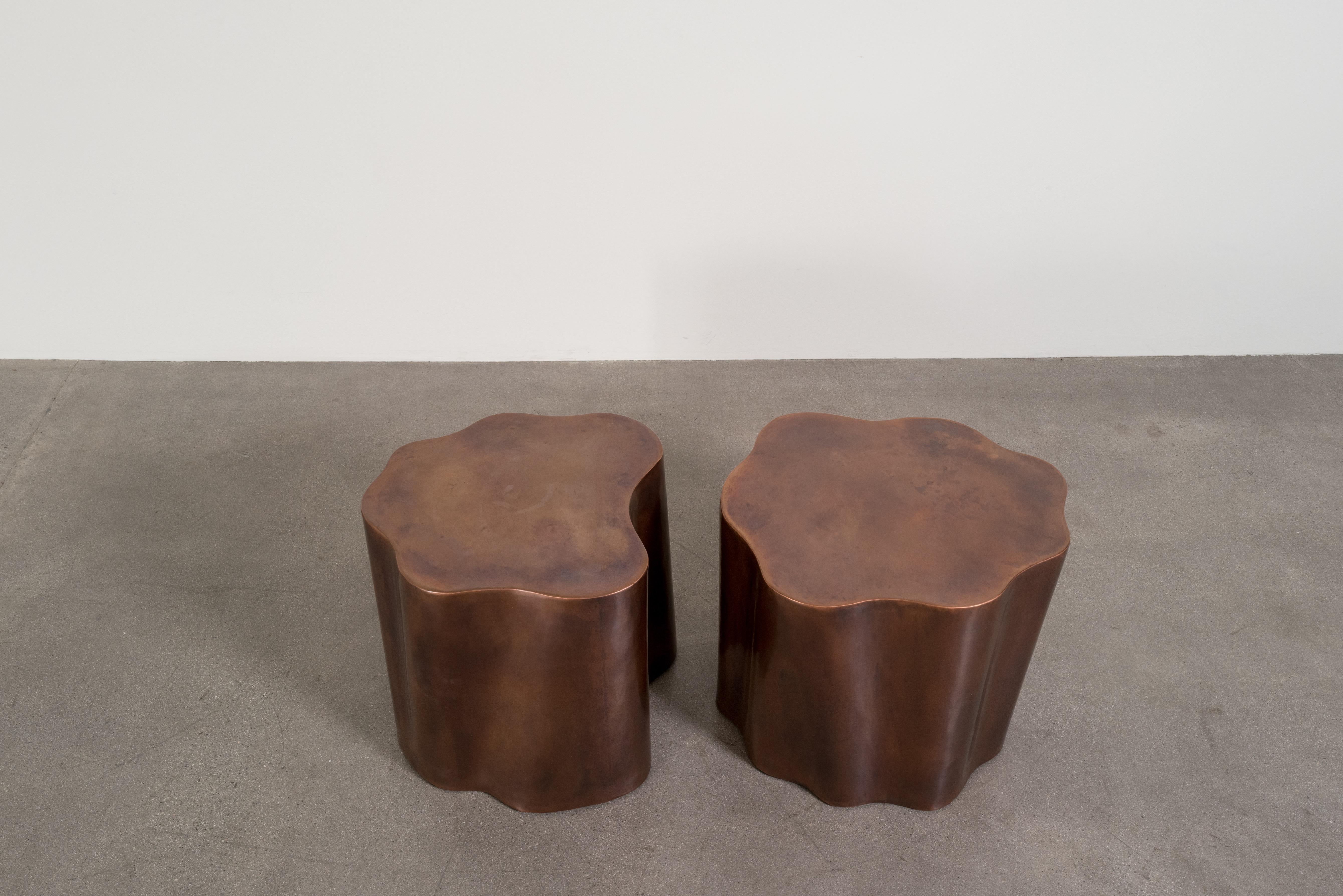Contemporary Repoussé Copper Root Drum Tables, Set of 2 by Robert Kuo For Sale 2