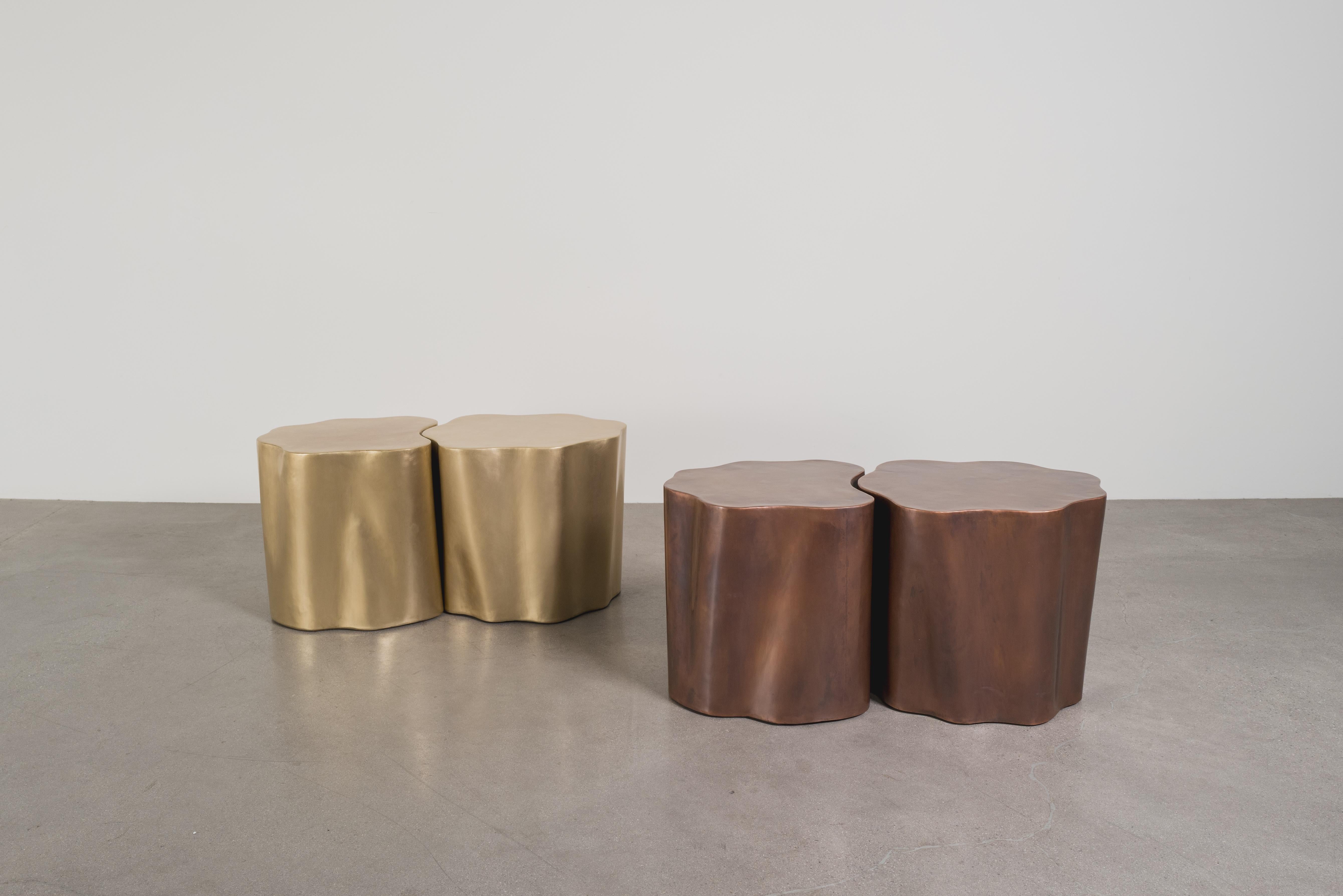 Contemporary Repoussé Copper Root Drum Tables, Set of 2 by Robert Kuo For Sale 5