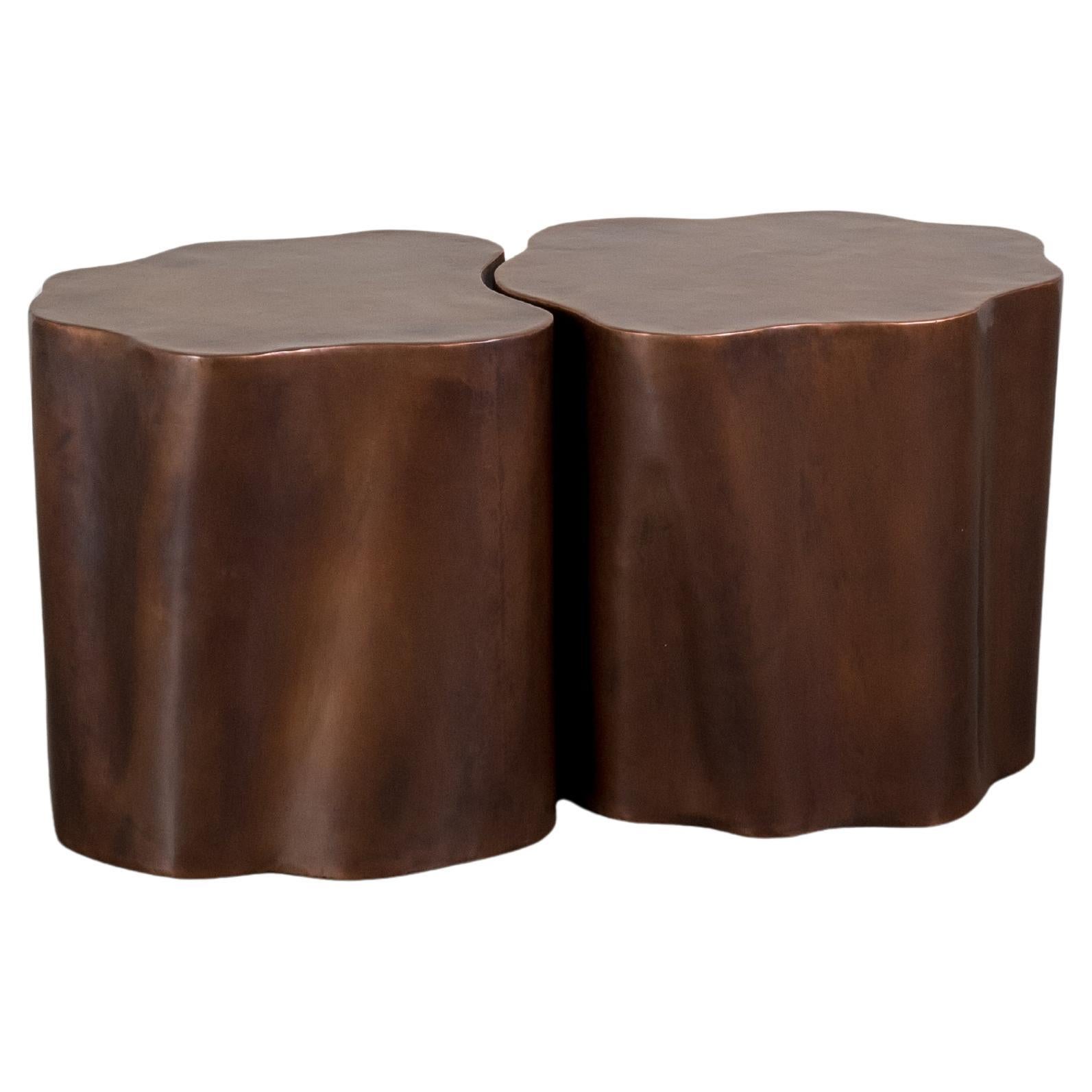 Contemporary Repoussé Copper Root Drum Tables, Set of 2 by Robert Kuo