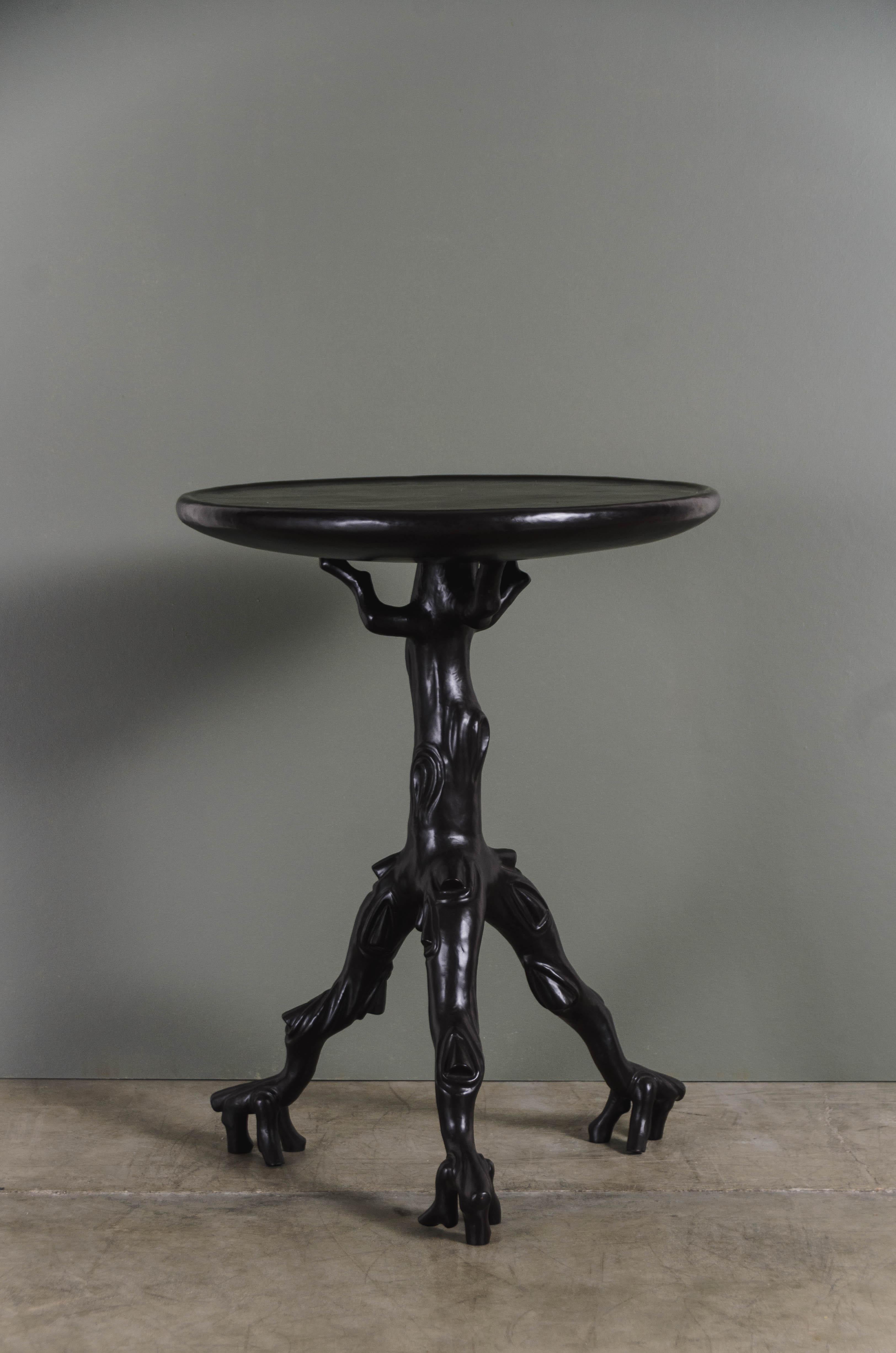 Twig table
Black copper finish
Hand repoussé
Limited edition
Each piece is individually crafted and is unique. 
Repoussé is the traditional art of hand-hammering decorative relief onto sheet metal. The technique originated around 800 BC between
