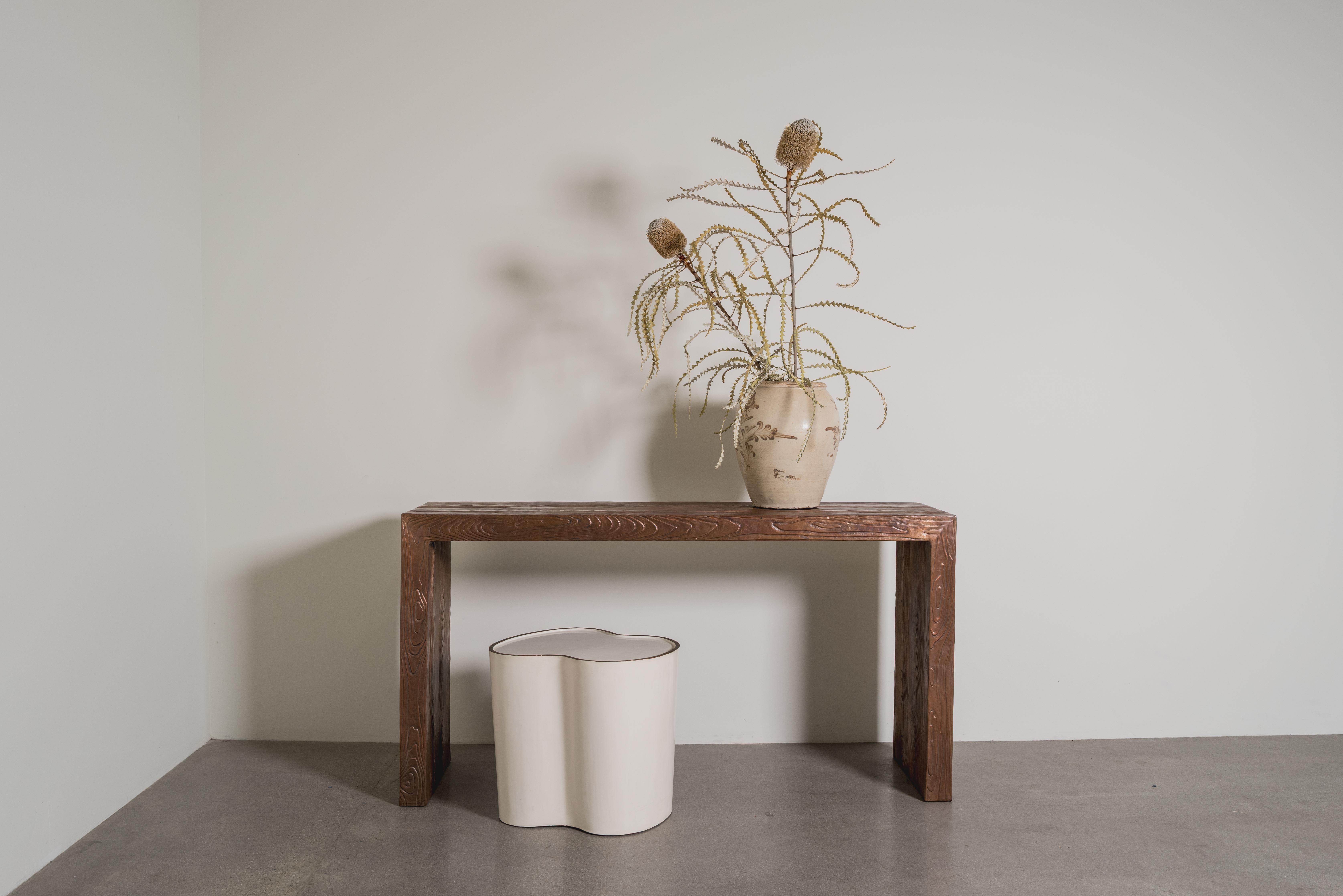 Contemporary Repoussé Copper Woodgrain Design Console by Robert Kuo For Sale 6