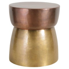 Contemporary Repoussé High Empire Drumstool in Copper and Brass by Robert Kuo
