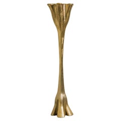 Contemporary Repoussé Ji Guan Torchiere in Brass by Robert Kuo, Limited Edition