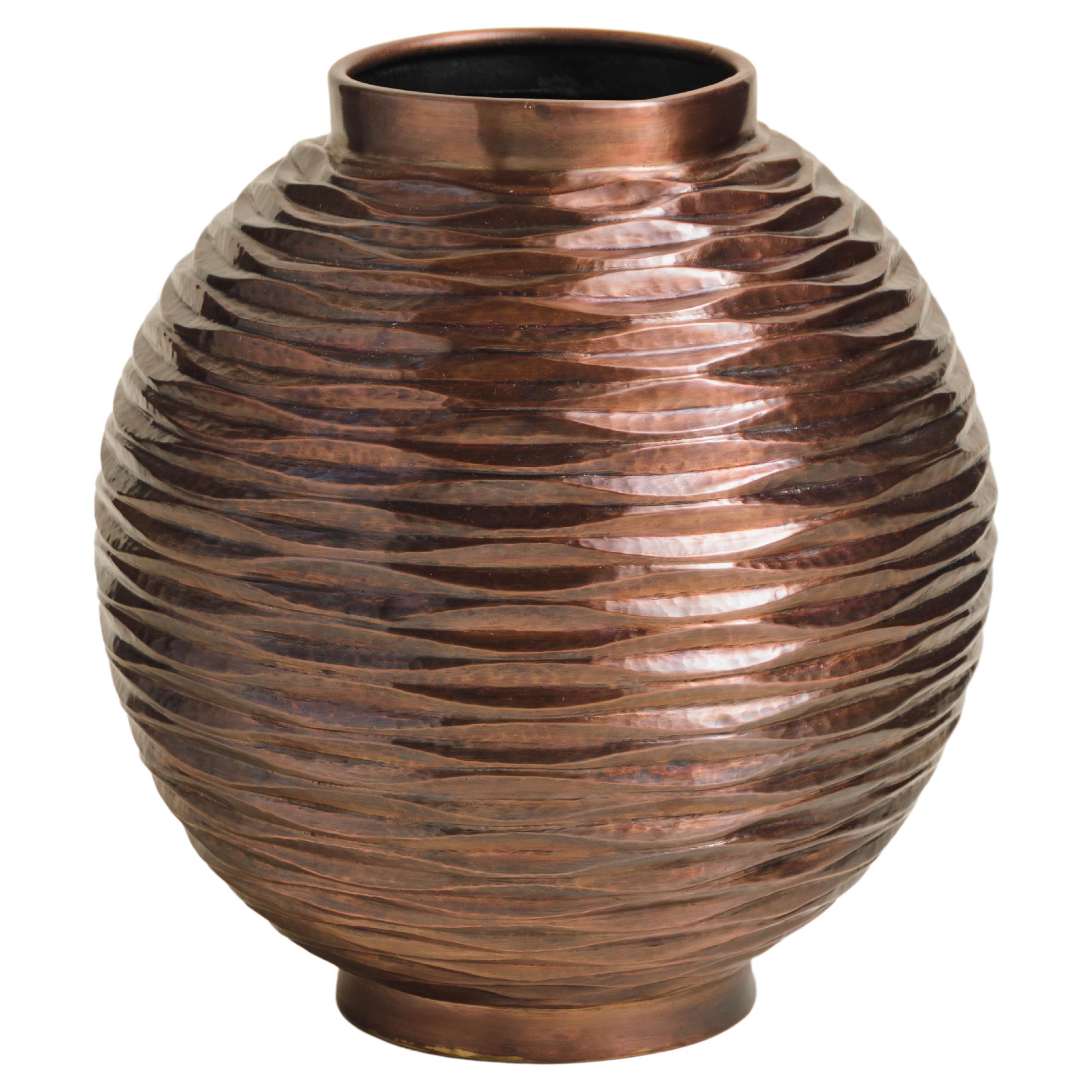 Contemporary Repousse Ju Wen Jarlet in Antique Copper by Robert Kuo For Sale