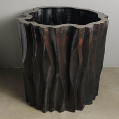 Contemporary Repoussé Large Tree Trunk Pot in Dark Antique Copper by Robert Kuo