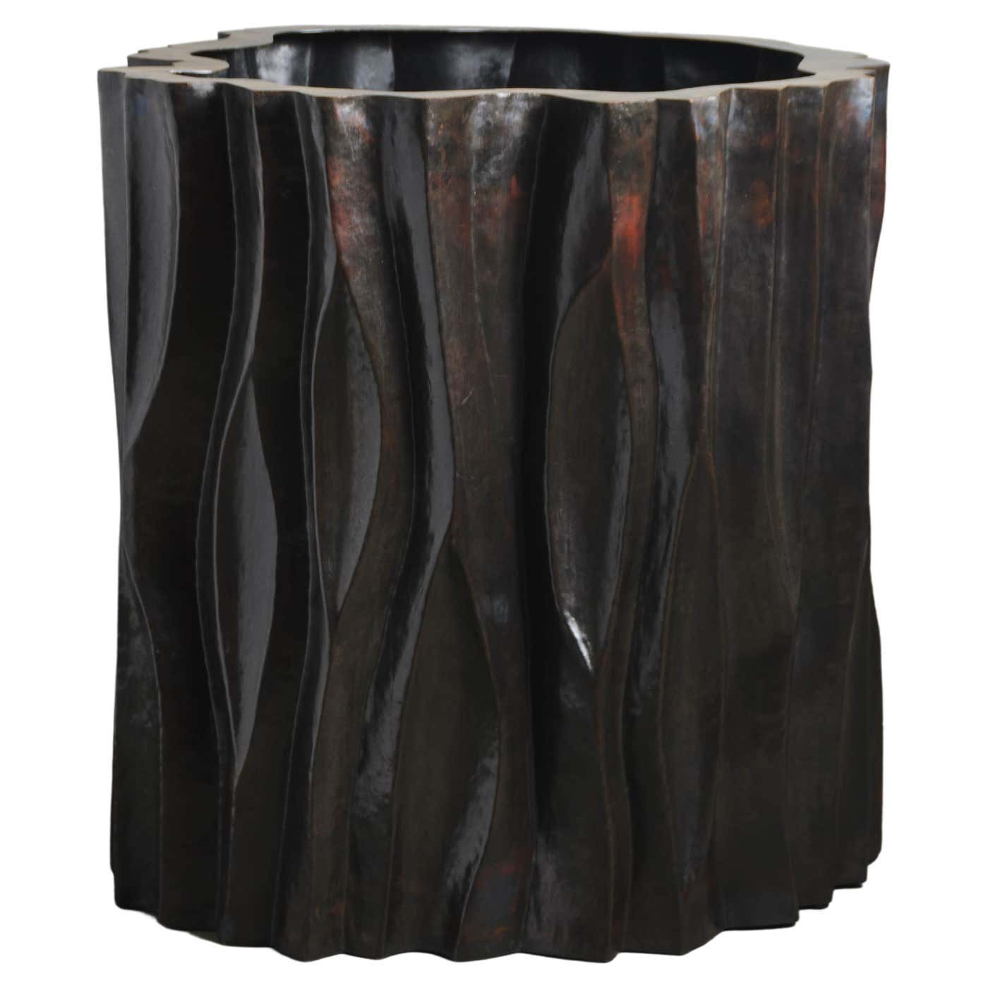 Contemporary Repoussé Large Tree Trunk Pot in Dark Antique Copper by ...