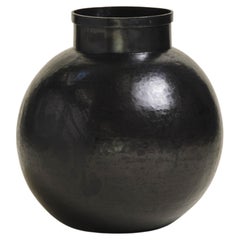Contemporary Repoussé Round Jarlet in Black Copper by Robert Kuo