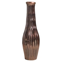 Contemporary Repoussé Tall Lantern Design Vase in Antique Copper by Robert Kuo