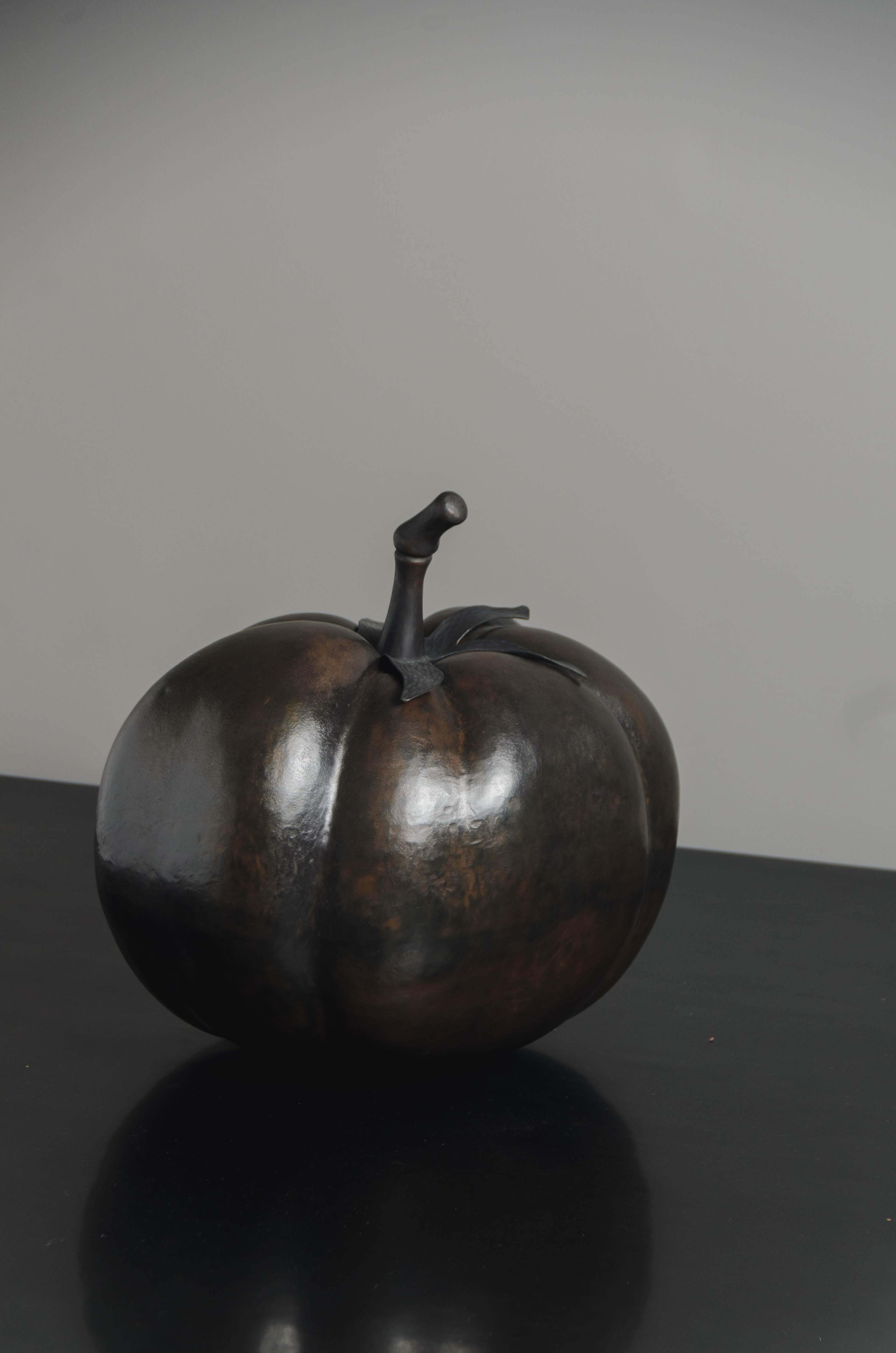 Contemporary Repousse Tomato Sculpture in Dark Antique Copper by Robert Kuo For Sale 3