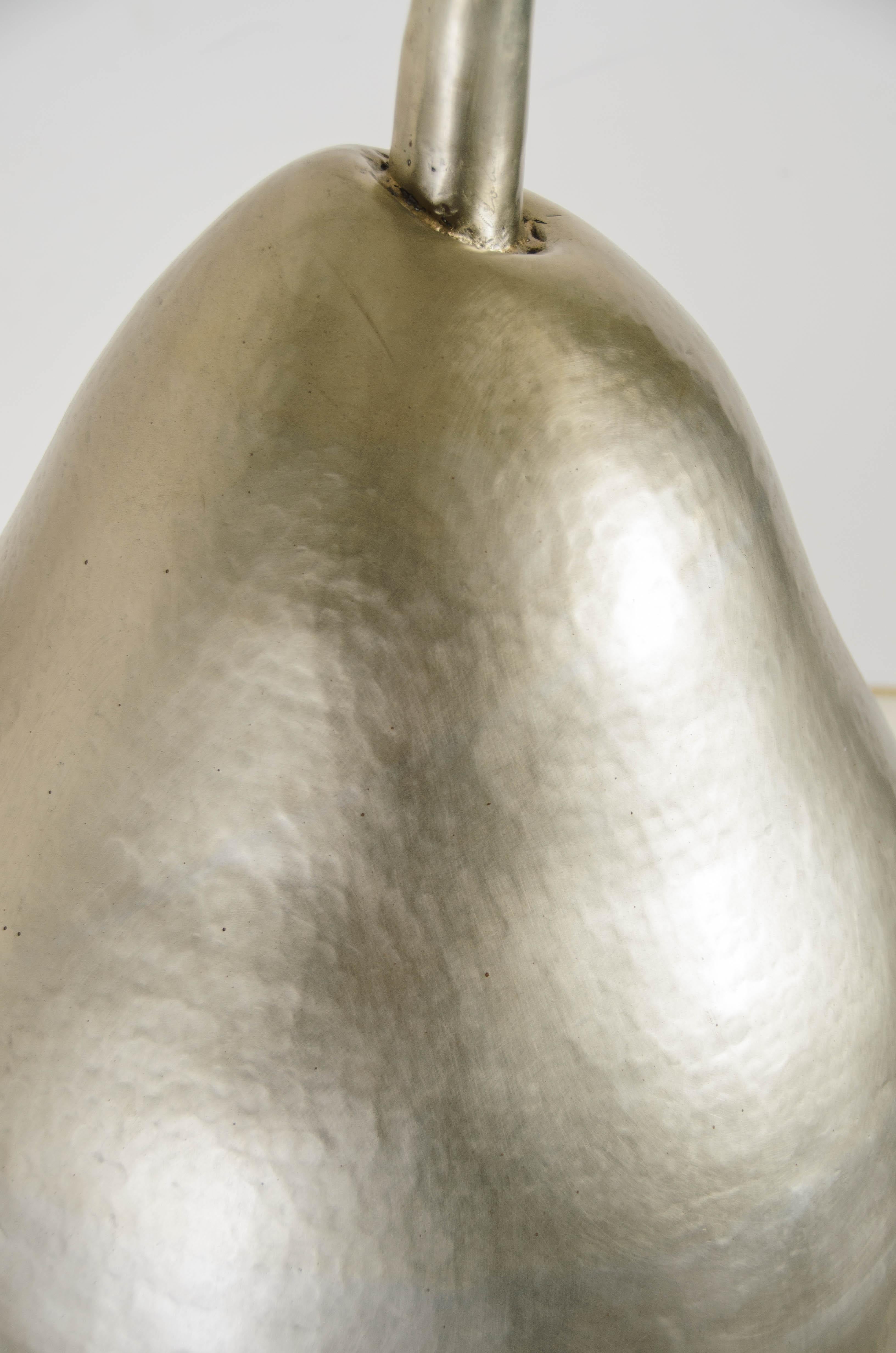 Contemporary Repoussé White Bronze Pear Sculpture by Robert Kuo, Limited Edition For Sale 1