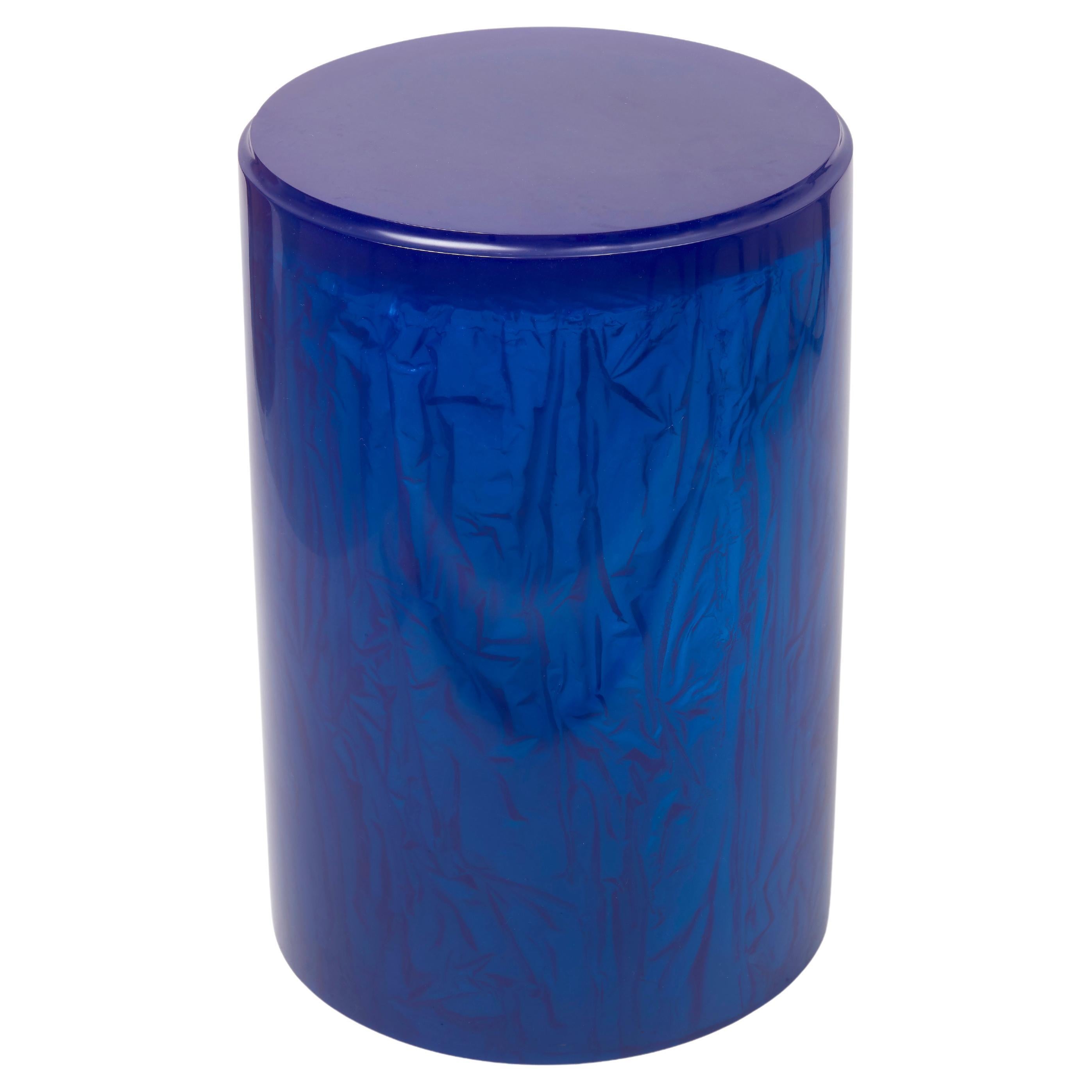 Contemporary Resin Acrylic Side Table or Stool by Natalie Tredgett, Cobalt Blue For Sale