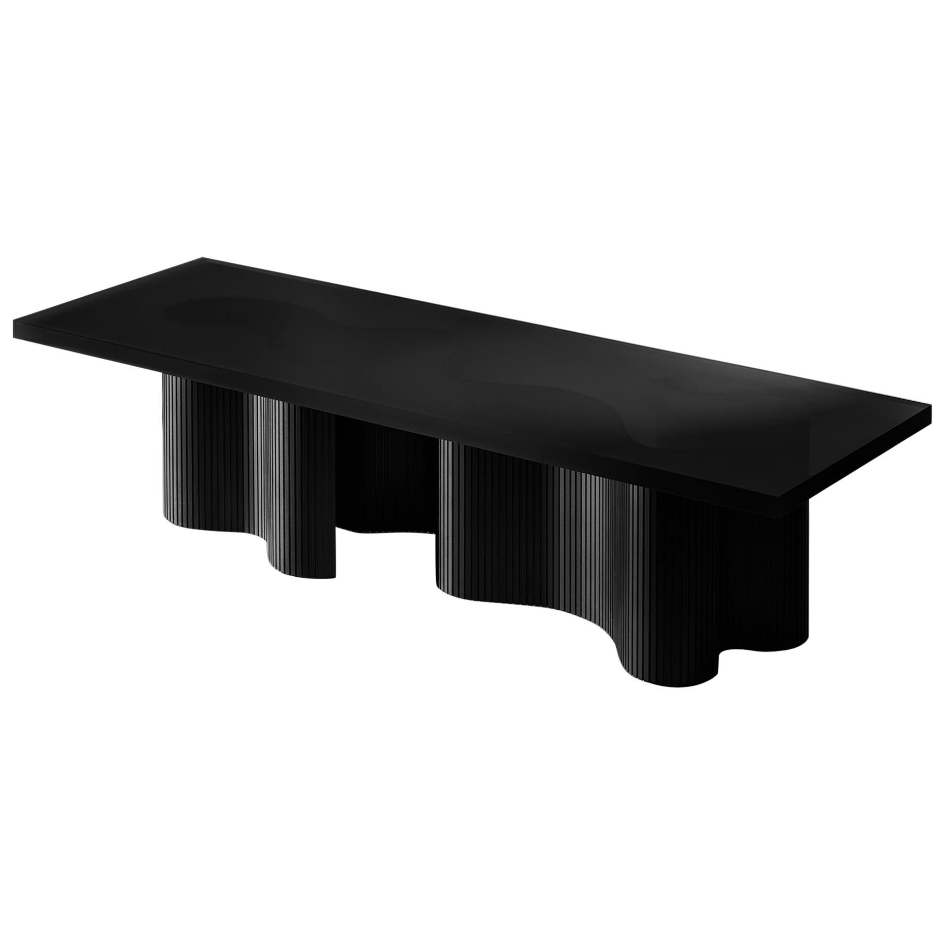 Contemporary Resin Coffee Table, Black Polished Spine Table, by Erik Olovsson