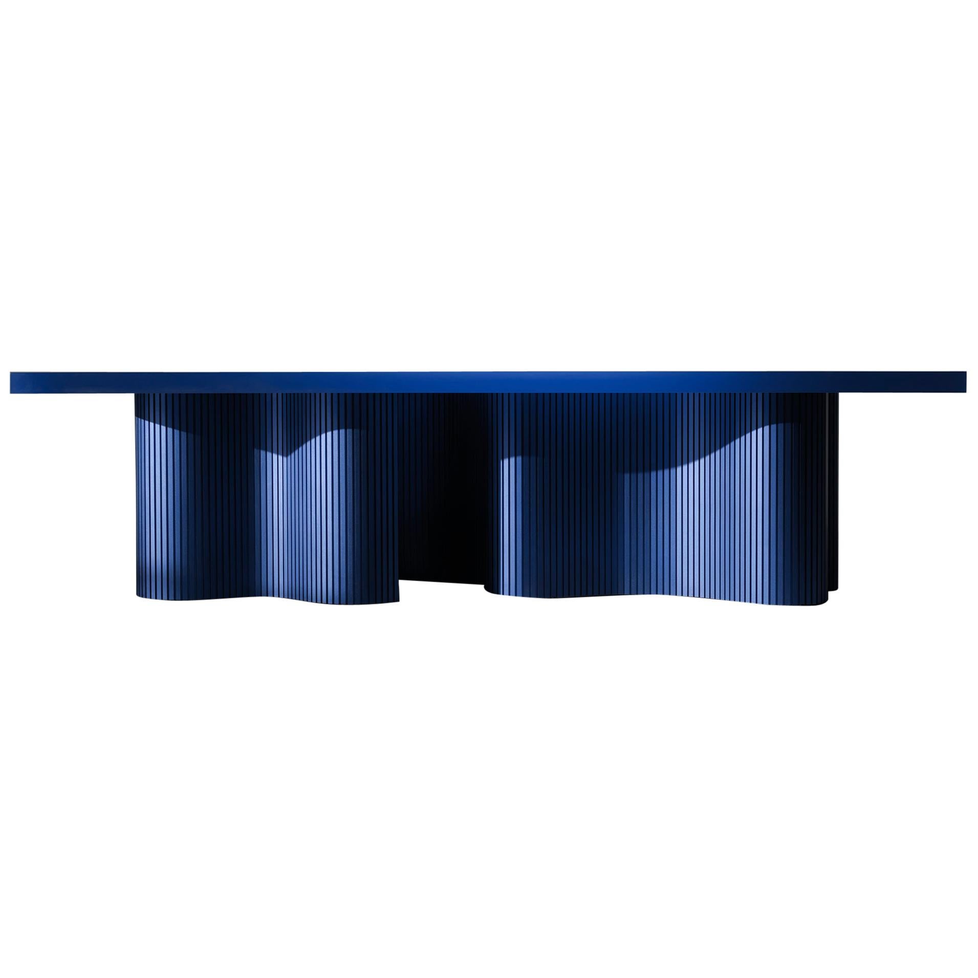 Contemporary Resin Coffee Table, Blue Polished Spine Table, by Erik Olovsson