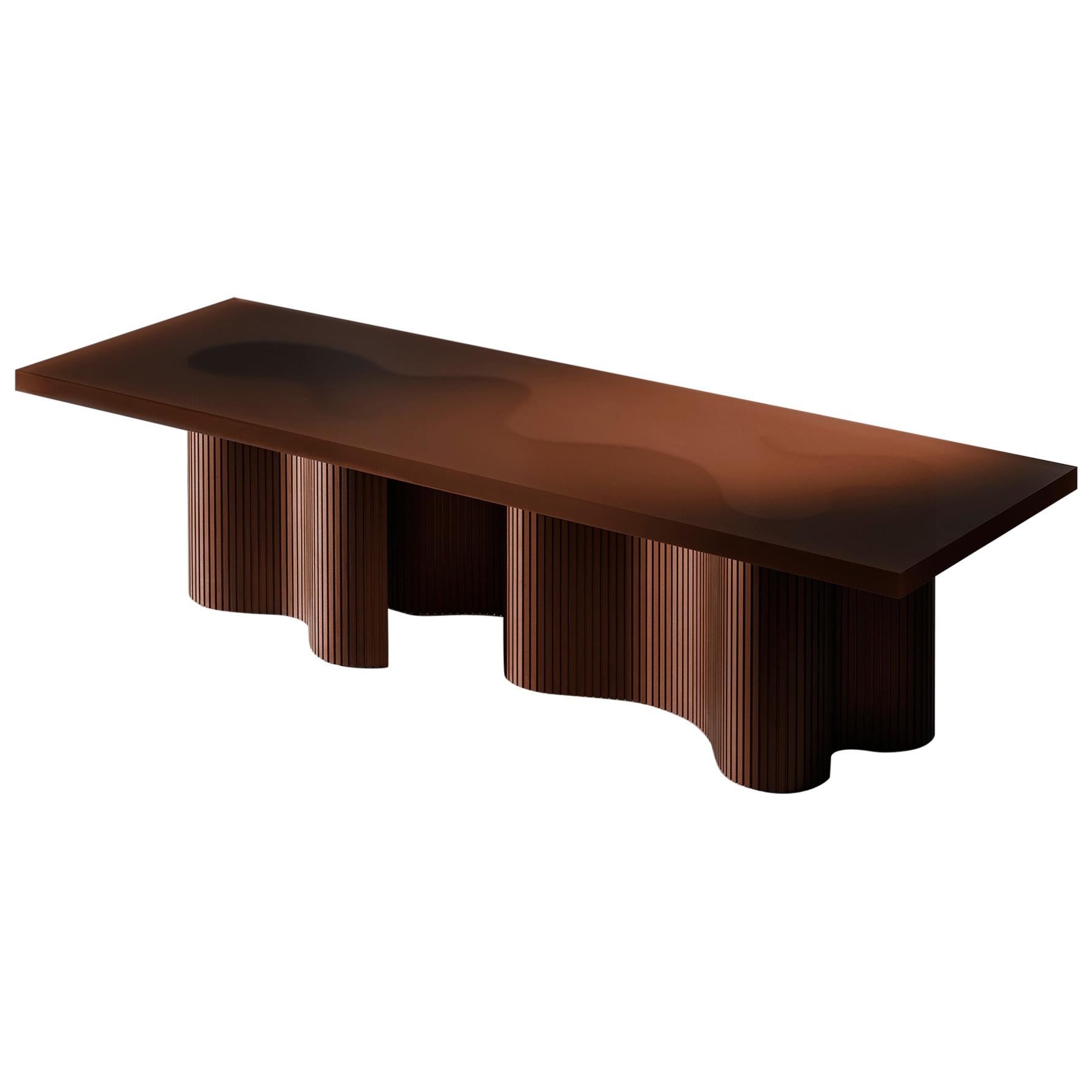 Contemporary Resin Coffee Table, Brown Polished Spine Table, by Erik Olovsson
