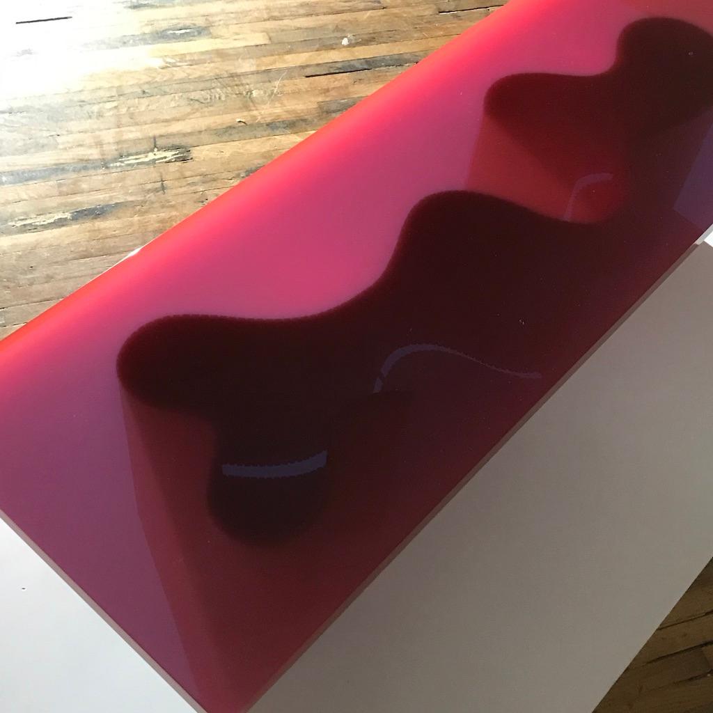 Contemporary Resin Coffee Table, Red Polished Spine Table, by Erik Olovsson For Sale 6