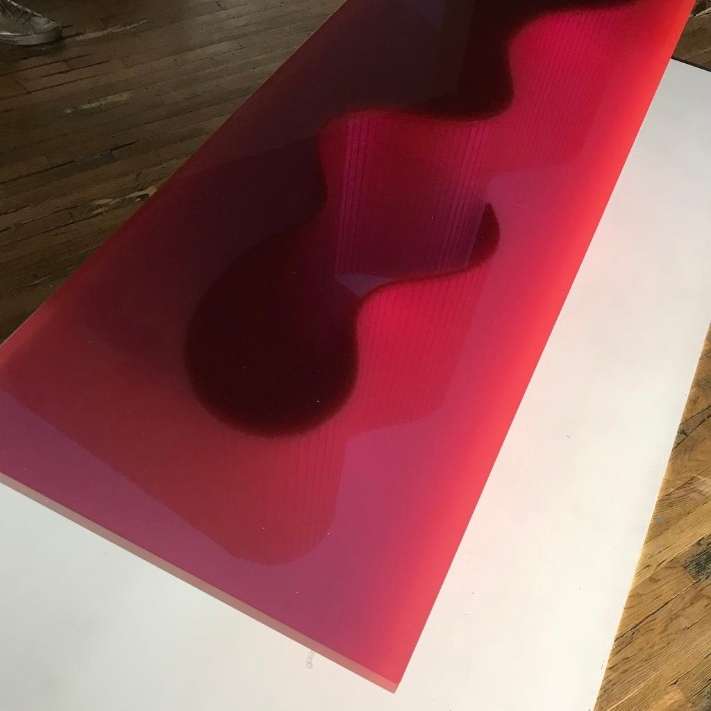 Contemporary Resin Coffee Table, Red Polished Spine Table, by Erik Olovsson For Sale 9
