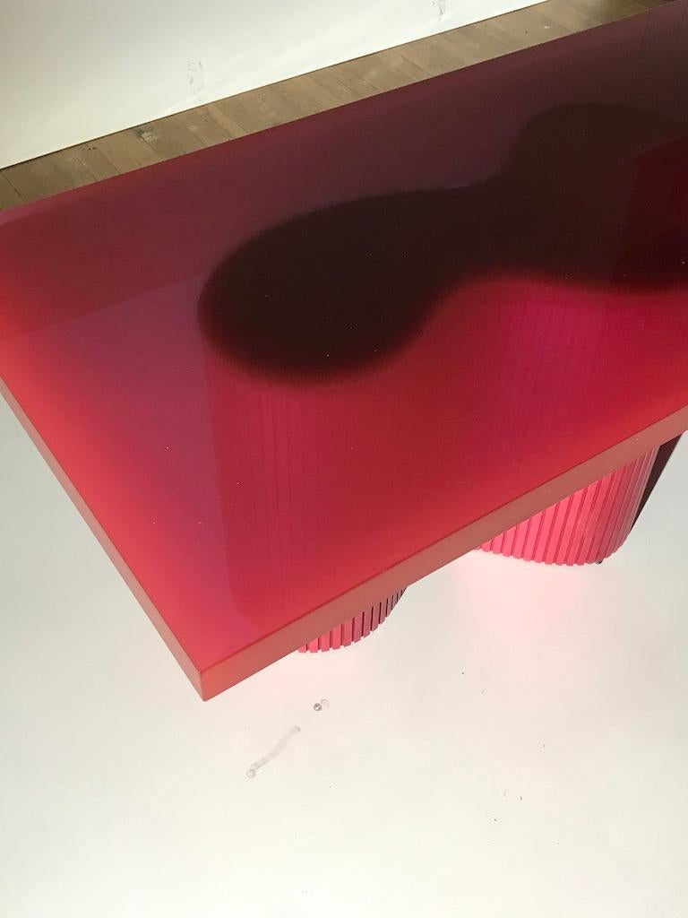 Contemporary Resin Coffee Table, Red Polished Spine Table, by Erik Olovsson For Sale 10
