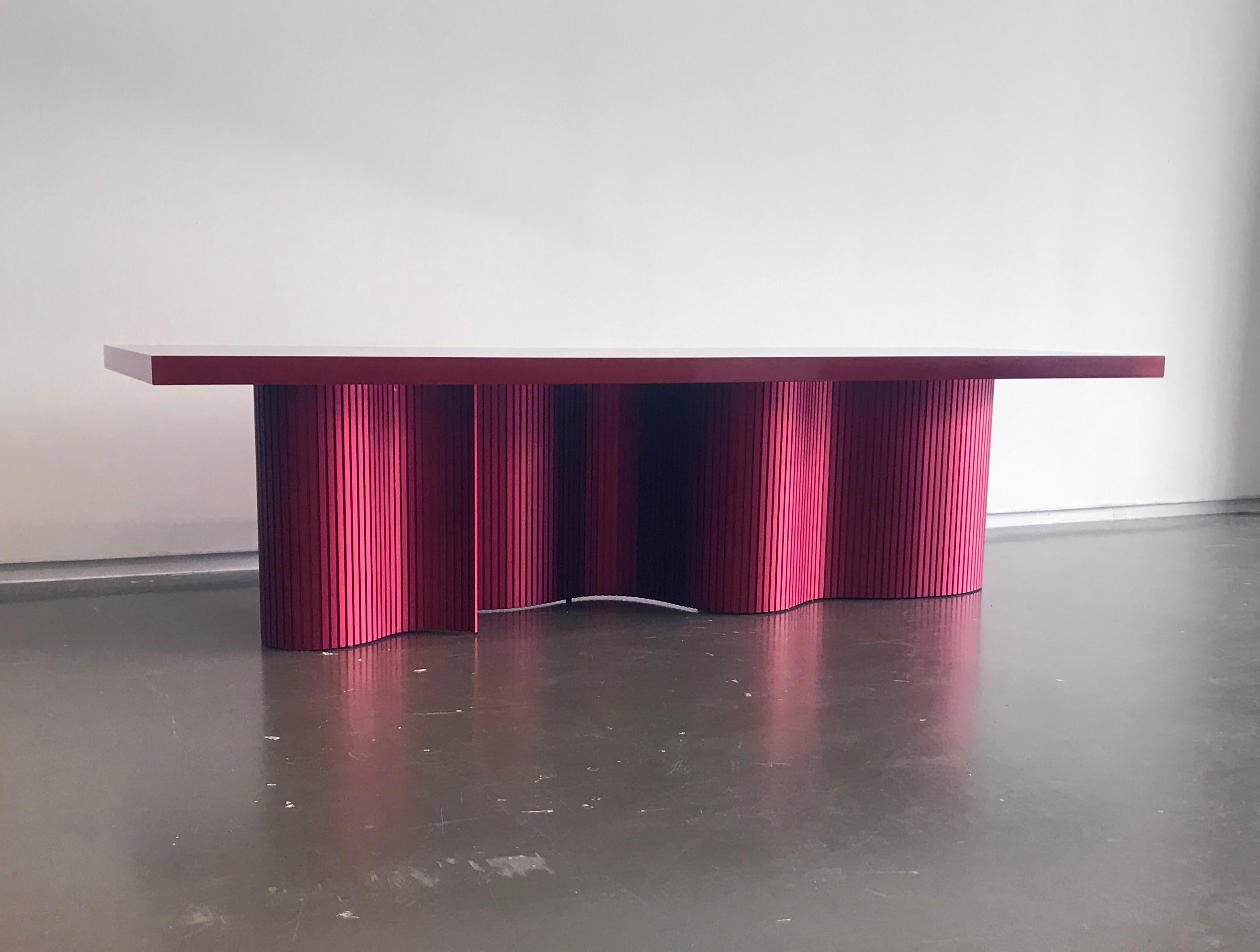 Modern Contemporary Resin Coffee Table, Red Polished Spine Table, by Erik Olovsson For Sale