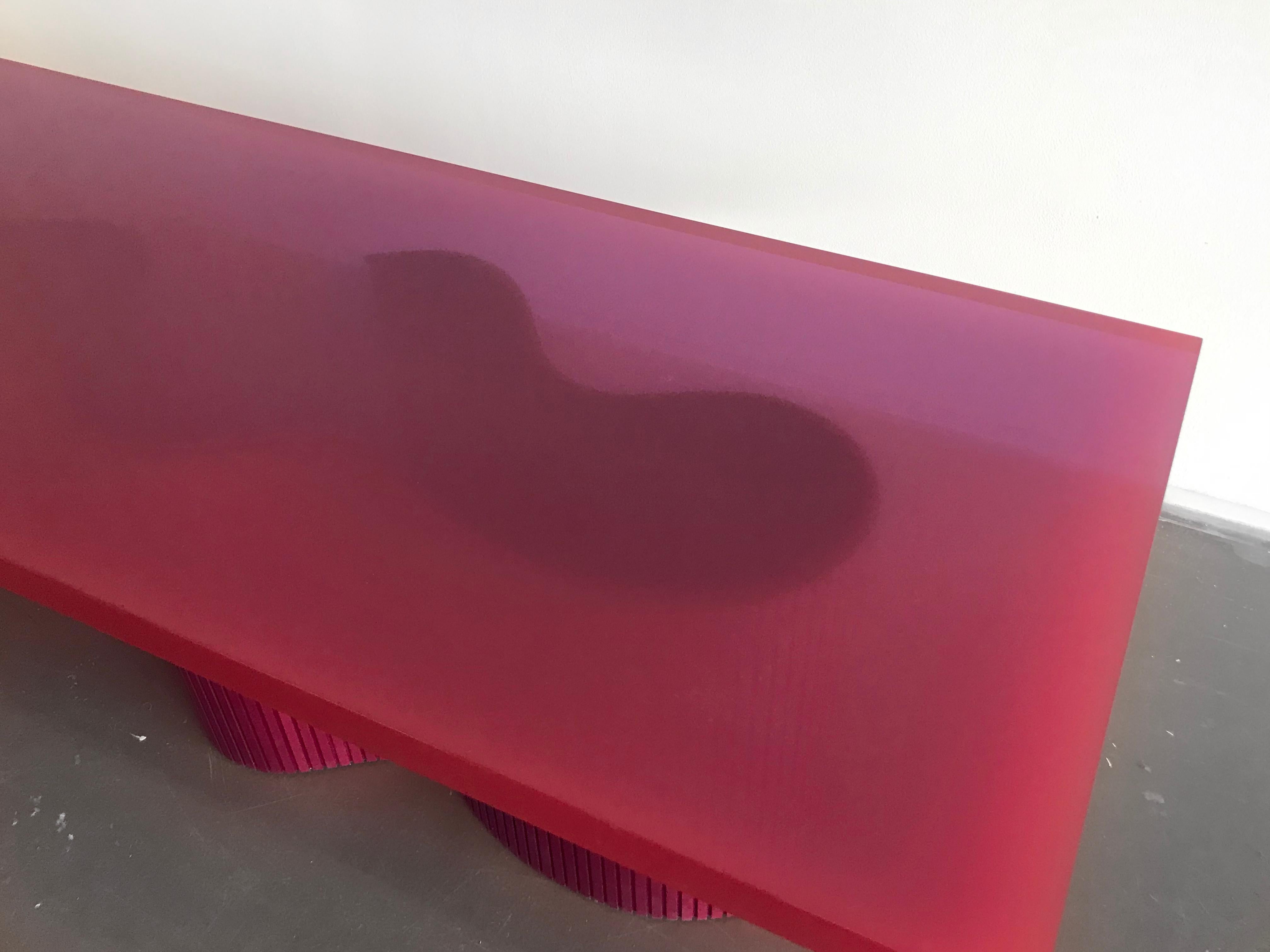 Dutch Contemporary Resin Coffee Table, Red Polished Spine Table, by Erik Olovsson For Sale