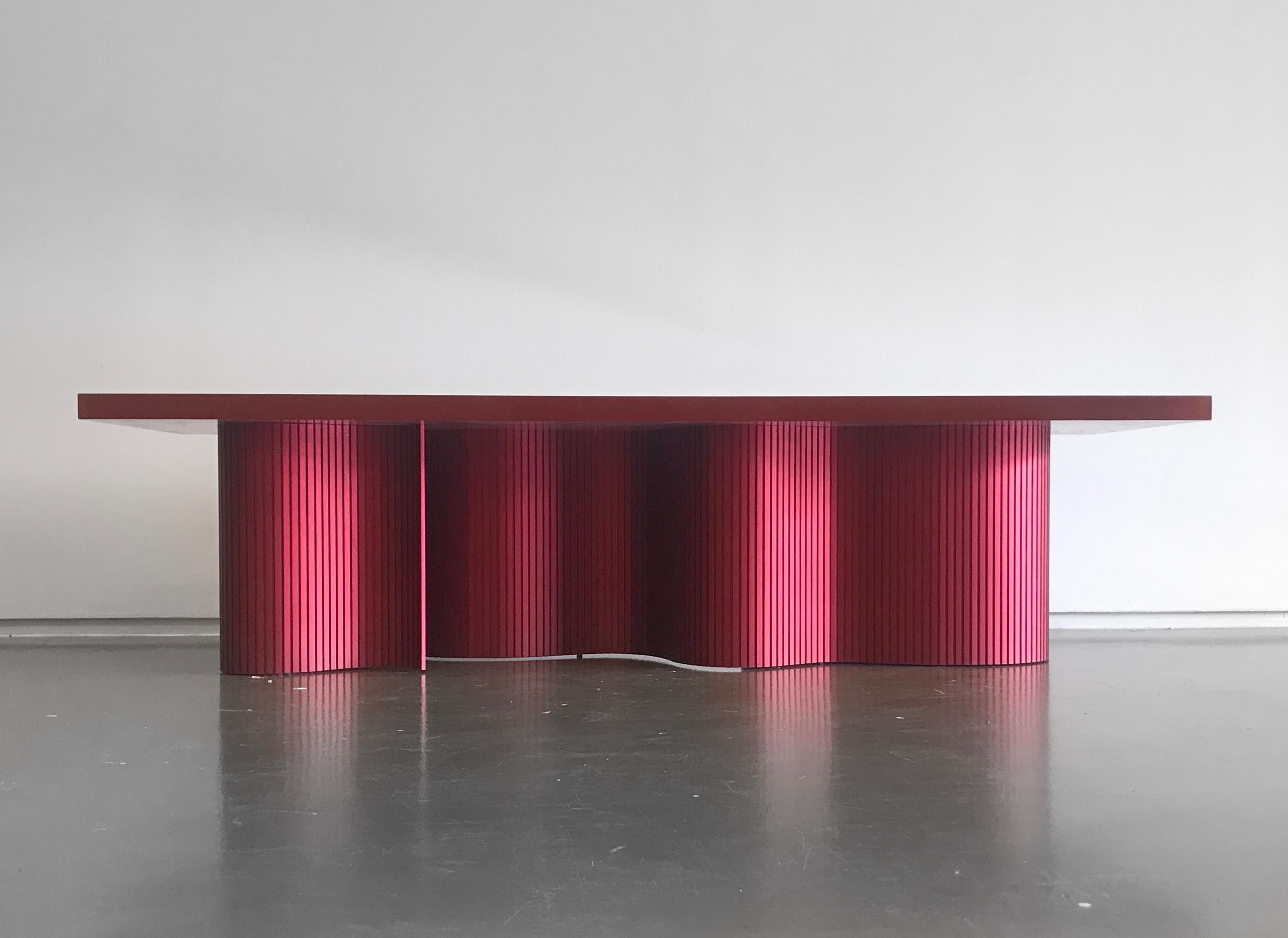 Contemporary Resin Coffee Table, Red Polished Spine Table, by Erik Olovsson In New Condition For Sale In Stockholm, SE