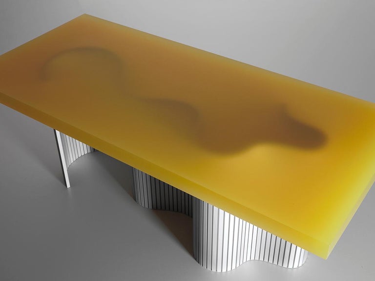 Contemporary Resin Coffee Table, Yellow Spine Table, by Erik Olovsson
