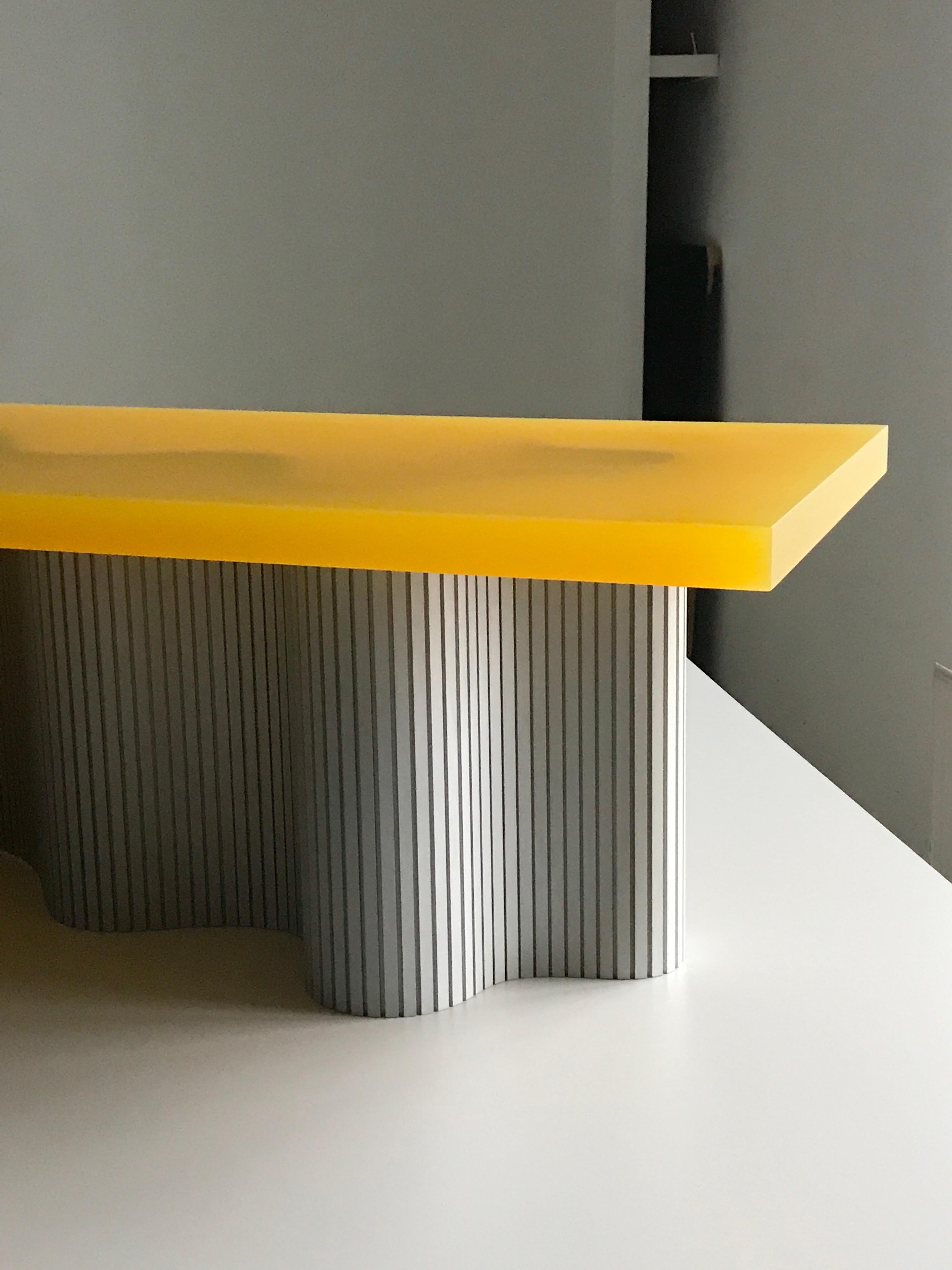 Modern Contemporary Resin Coffee Table, Yellow Spine Table, by Erik Olovsson For Sale
