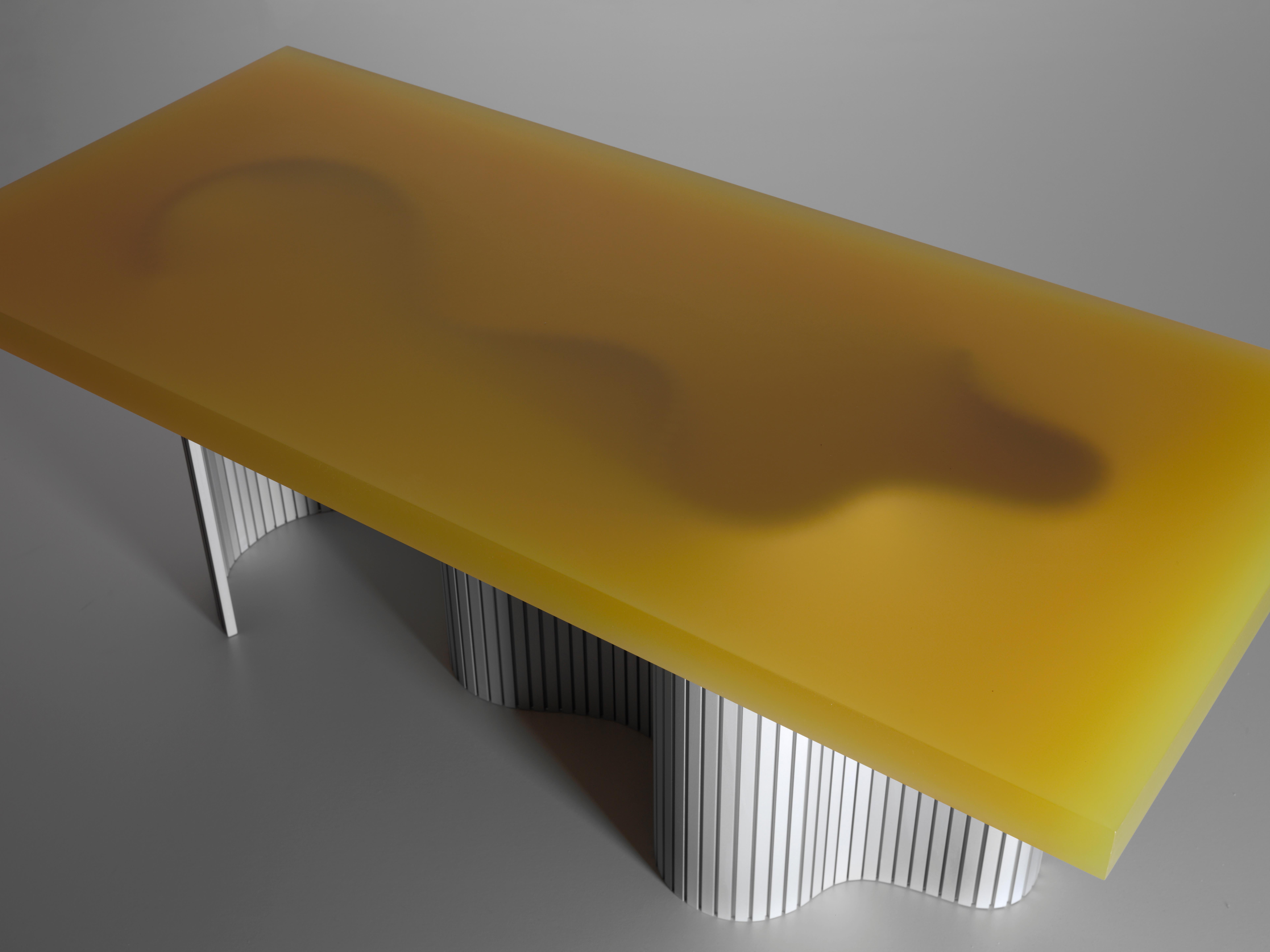 Swedish Contemporary Resin Coffee Table, Yellow Spine Table, Erik Olovsson For Sale