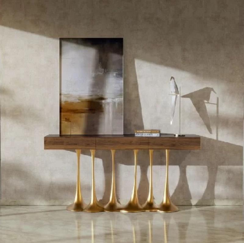 Consola Contemporánea De Resina Con Tapa De Madera en Nuevo estado para la venta en NEW YORK, NY