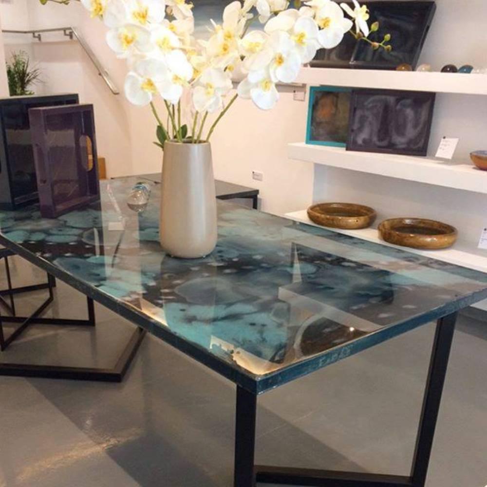 Metalwork Contemporary Resin Dining Table 