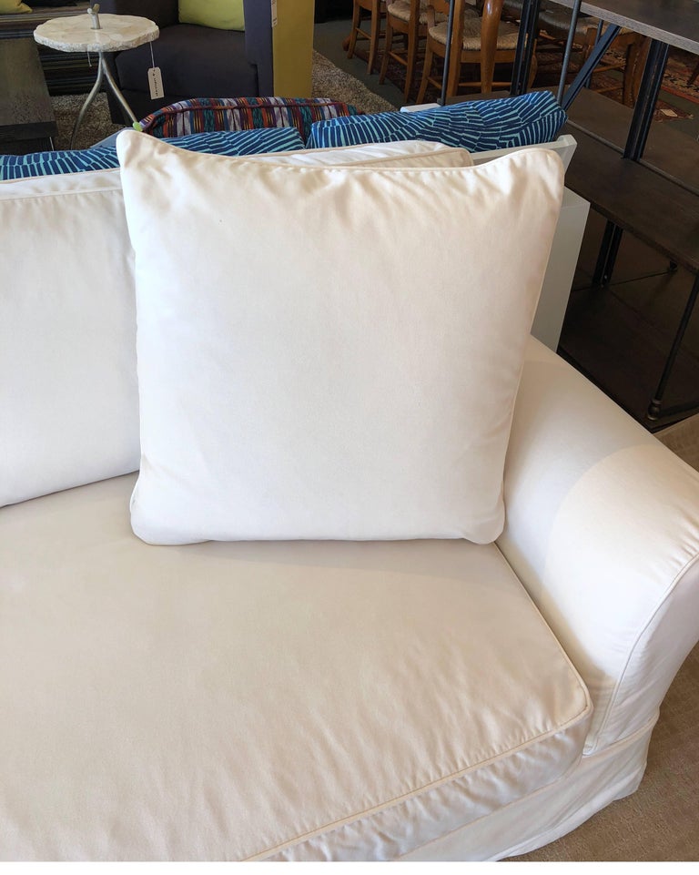 Contemporary Restoration Hardware Roll Arm White Cotton Slipcovered